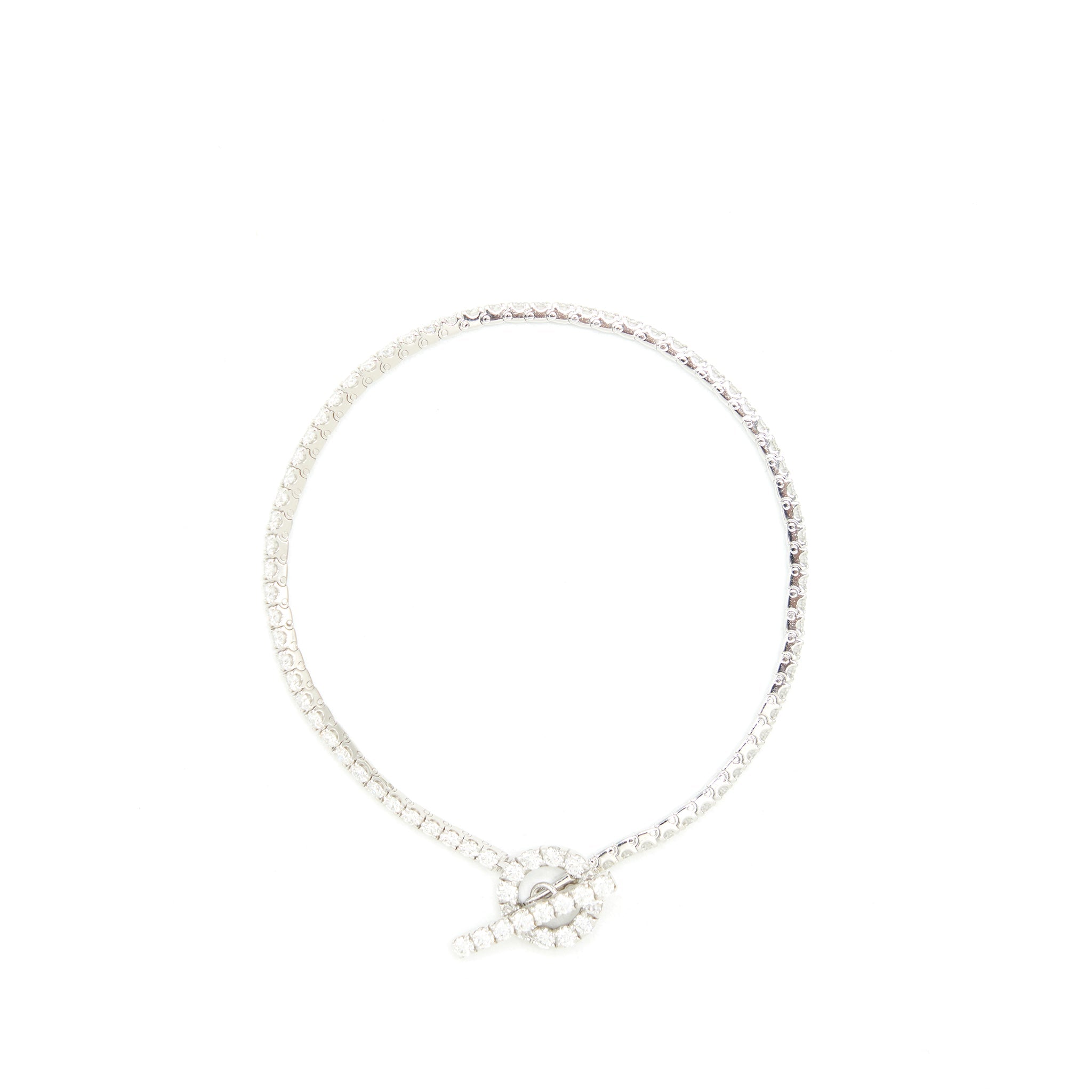 HERMES 18K WHITE GOLD DIMOND FINESSE LINK BRACELET