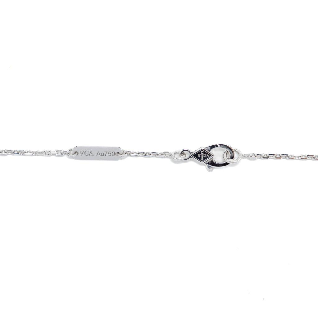 VAN CLEEF & ARPELS VINTAGE ALHAMBRA PENDANT WHITE GOLD GUILLOCHE
