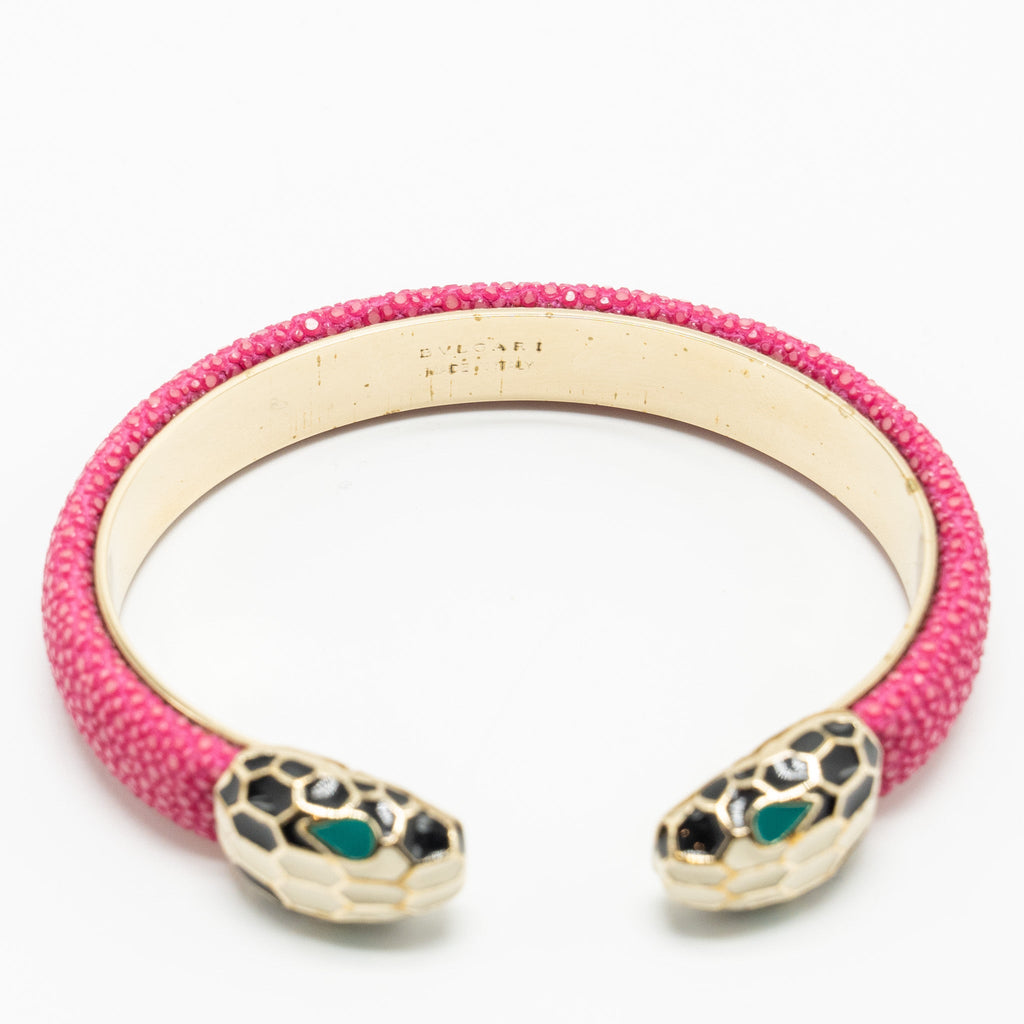 BVLGARI SERPENTI FOREVER BRACELET PINK/ GALUCHAT LIGHT GOLD TONE