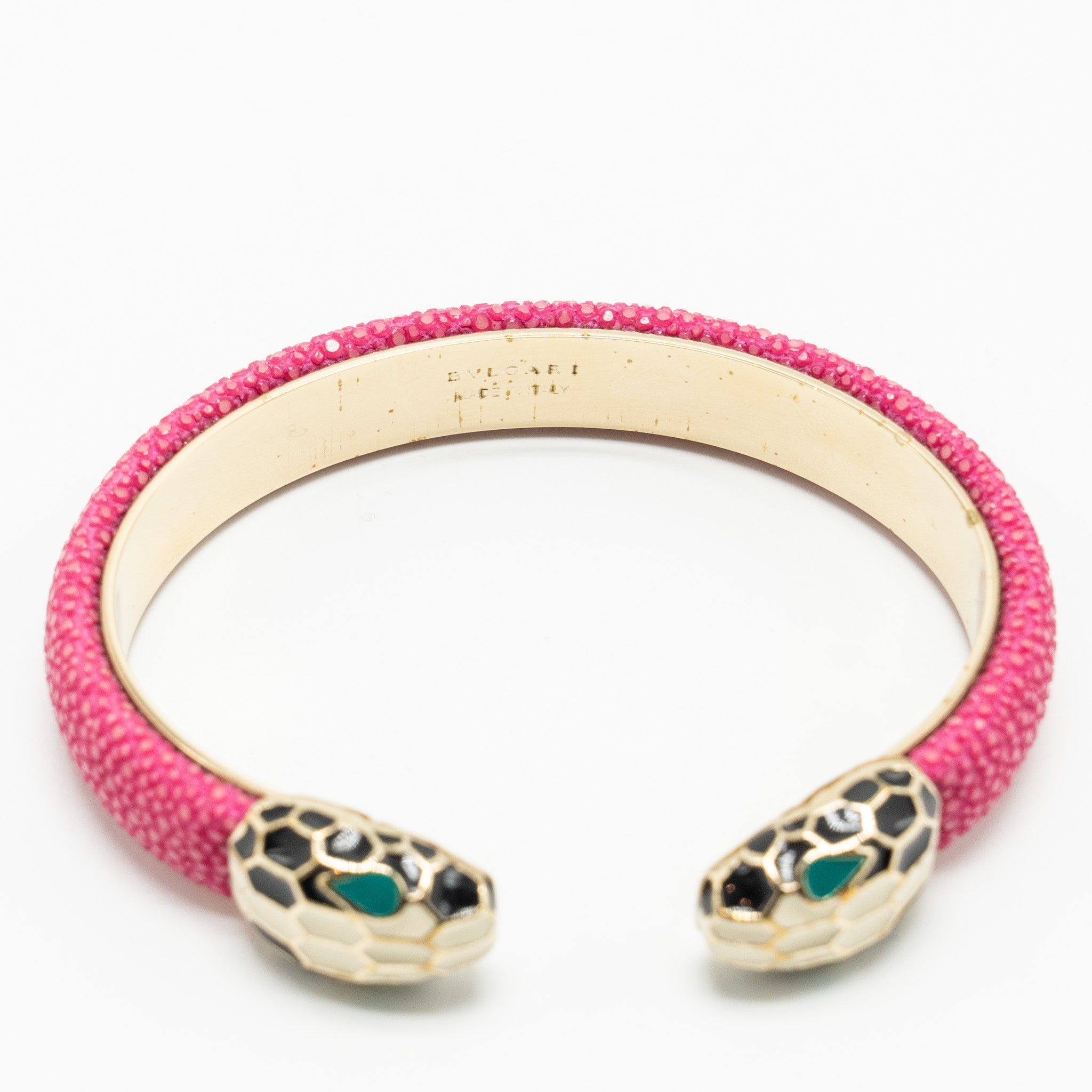 BVLGARI SERPENTI FOREVER BRACELET PINK/ GALUCHAT LIGHT GOLD TONE