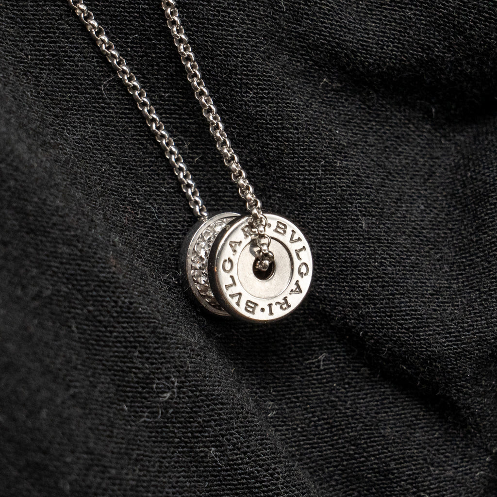 BVLGARI MINI B.ZERO NECKLACE WHITE GOLD PAVED DIAMONDS