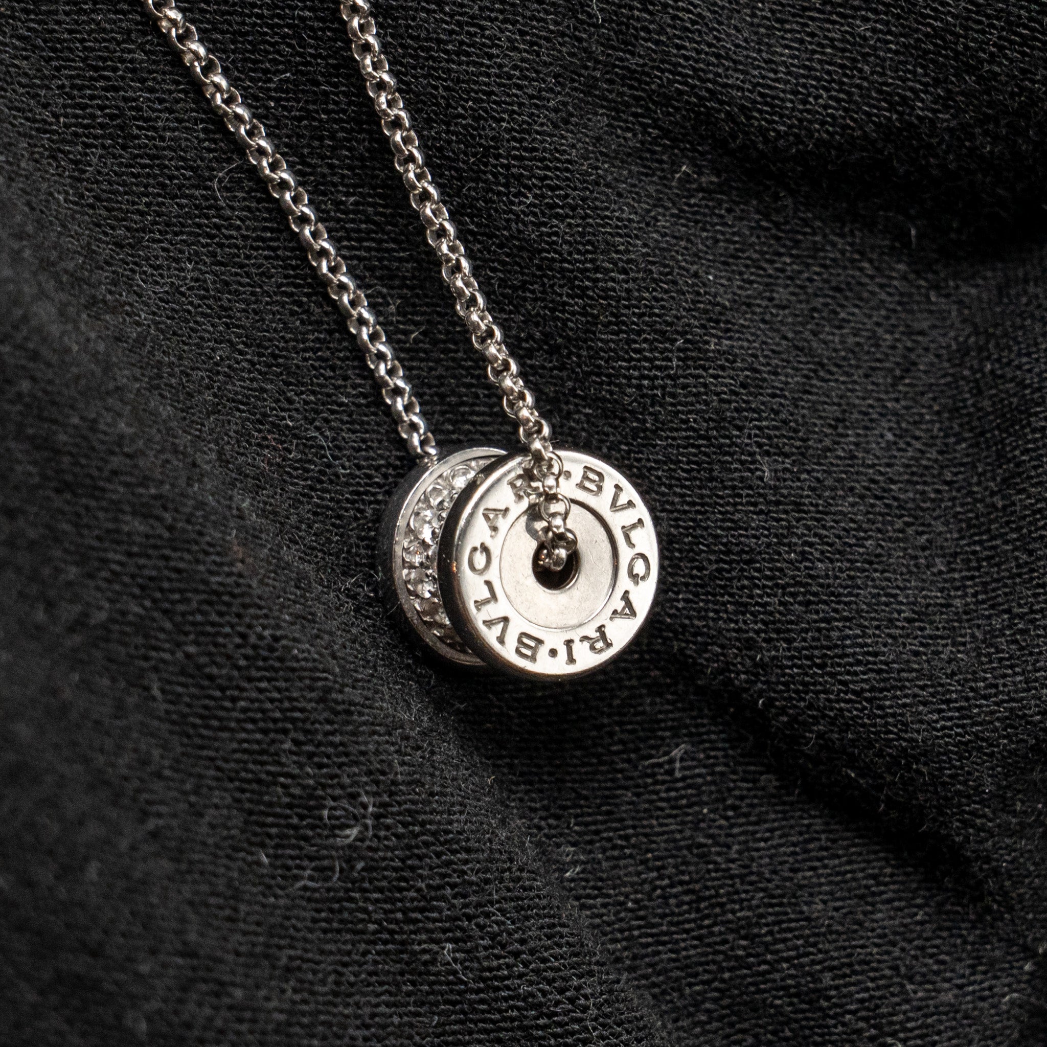 BVLGARI MINI B.ZERO NECKLACE WHITE GOLD PAVED DIAMONDS