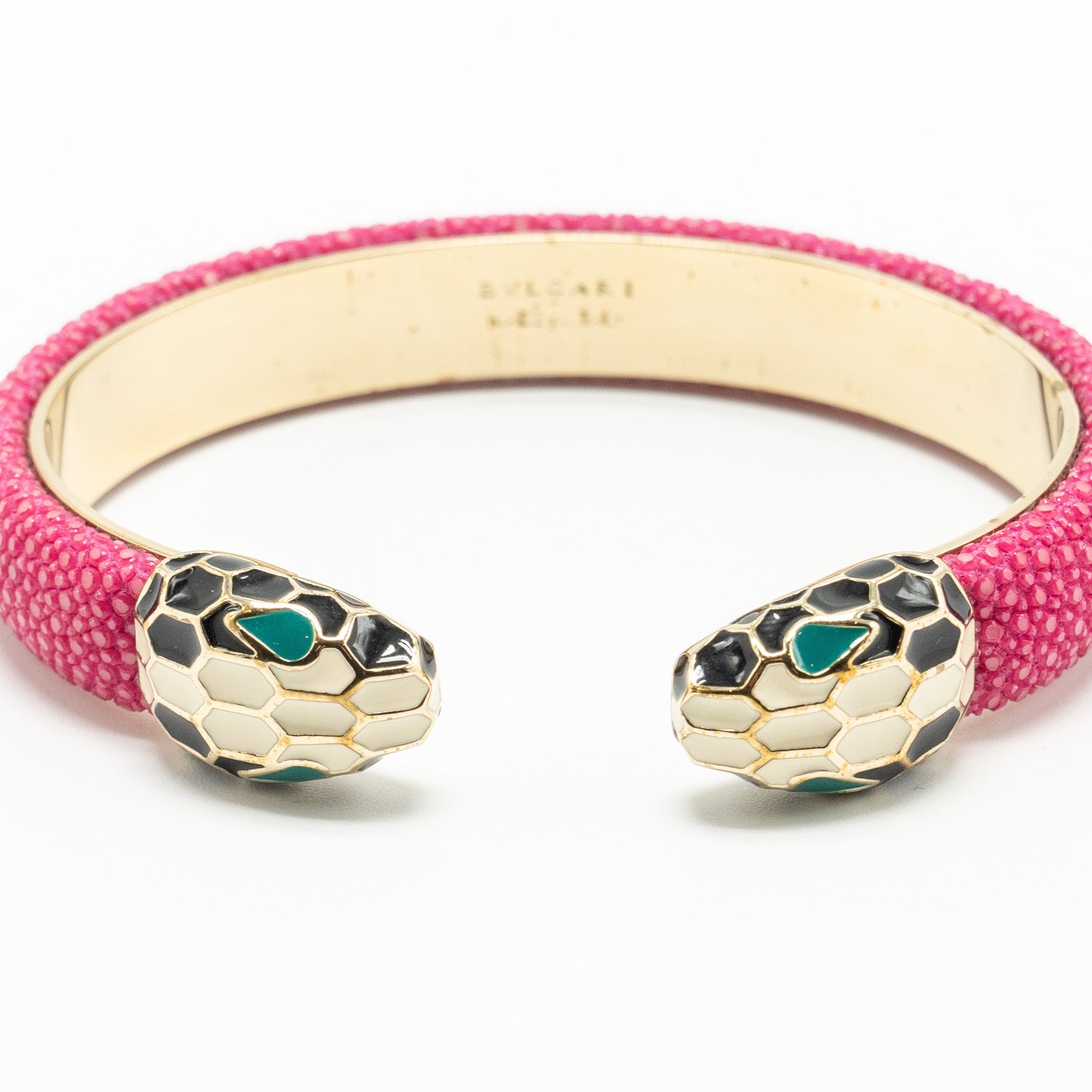 BVLGARI SERPENTI FOREVER BRACELET PINK/ GALUCHAT LIGHT GOLD TONE