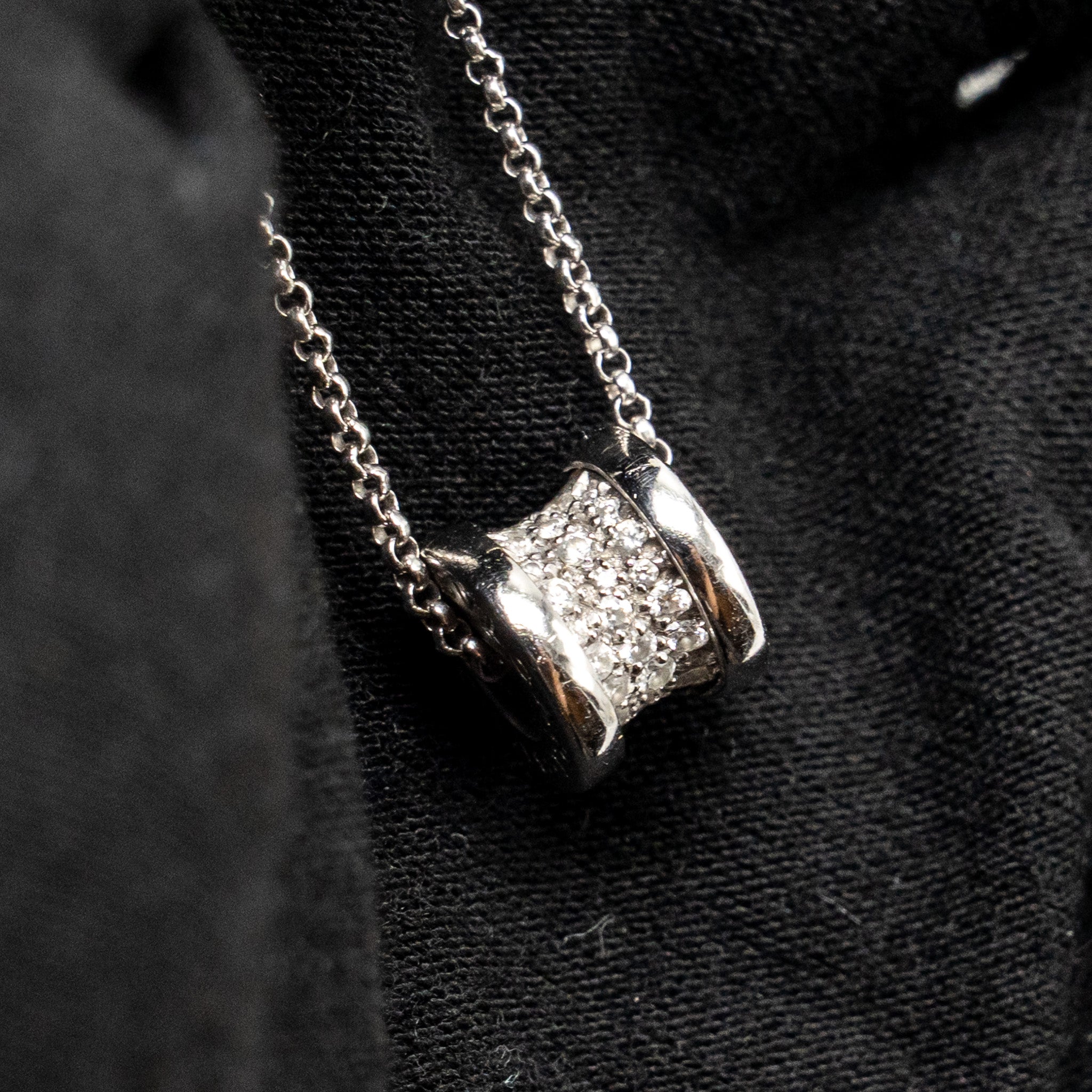 BVLGARI MINI B.ZERO NECKLACE WHITE GOLD PAVED DIAMONDS