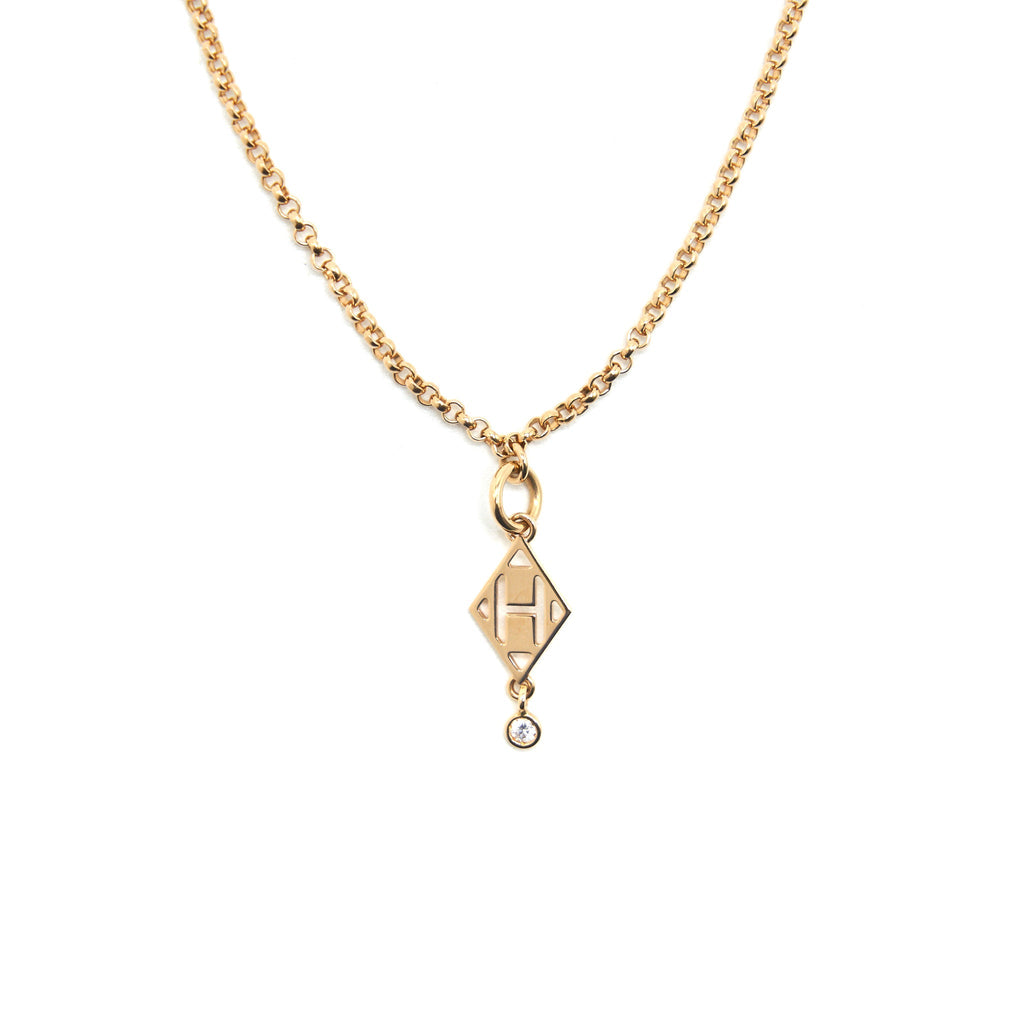 HERMES GAMBADE PENDANT ROSE GOLD WITH ONE DIAMOND