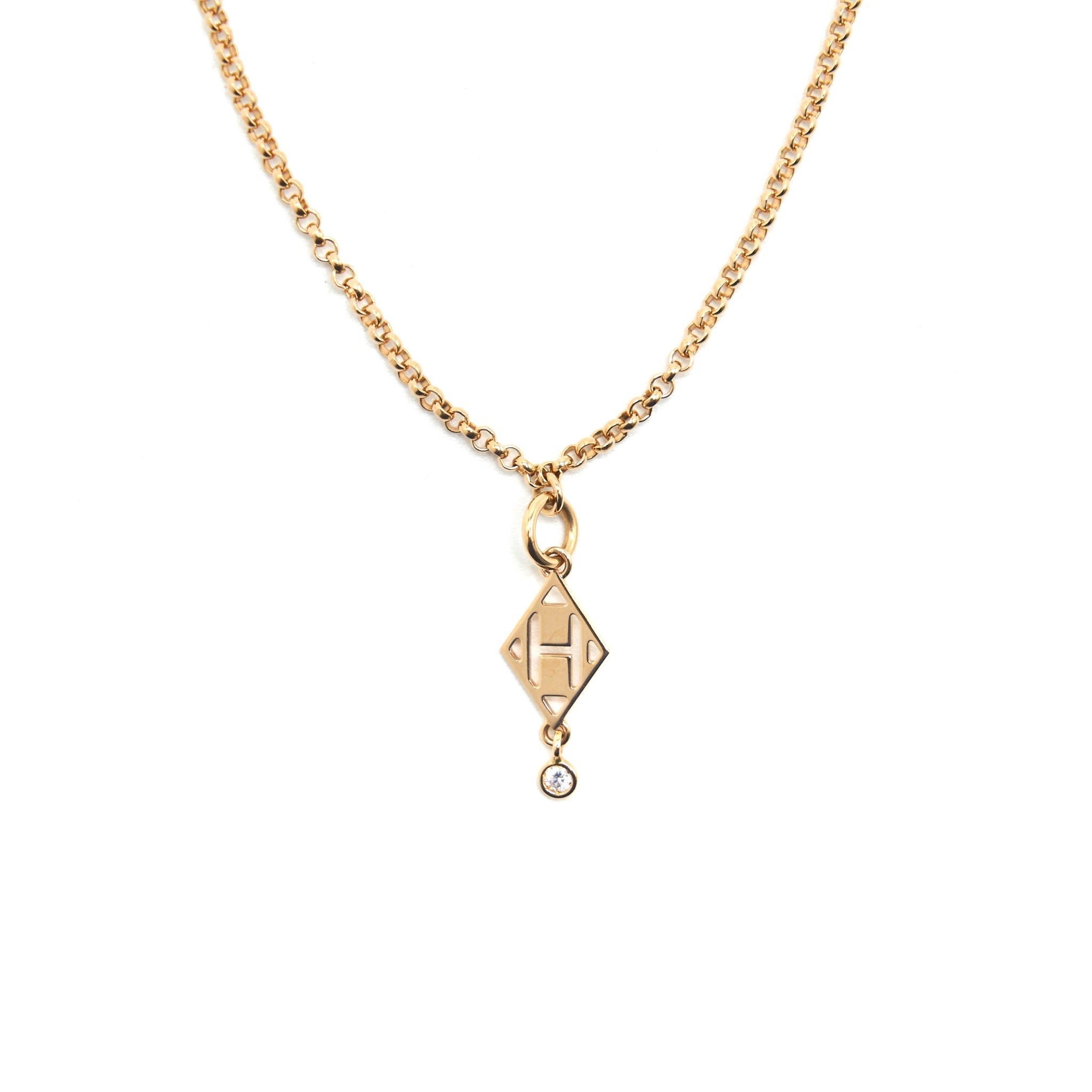 HERMES GAMBADE PENDANT ROSE GOLD WITH ONE DIAMOND