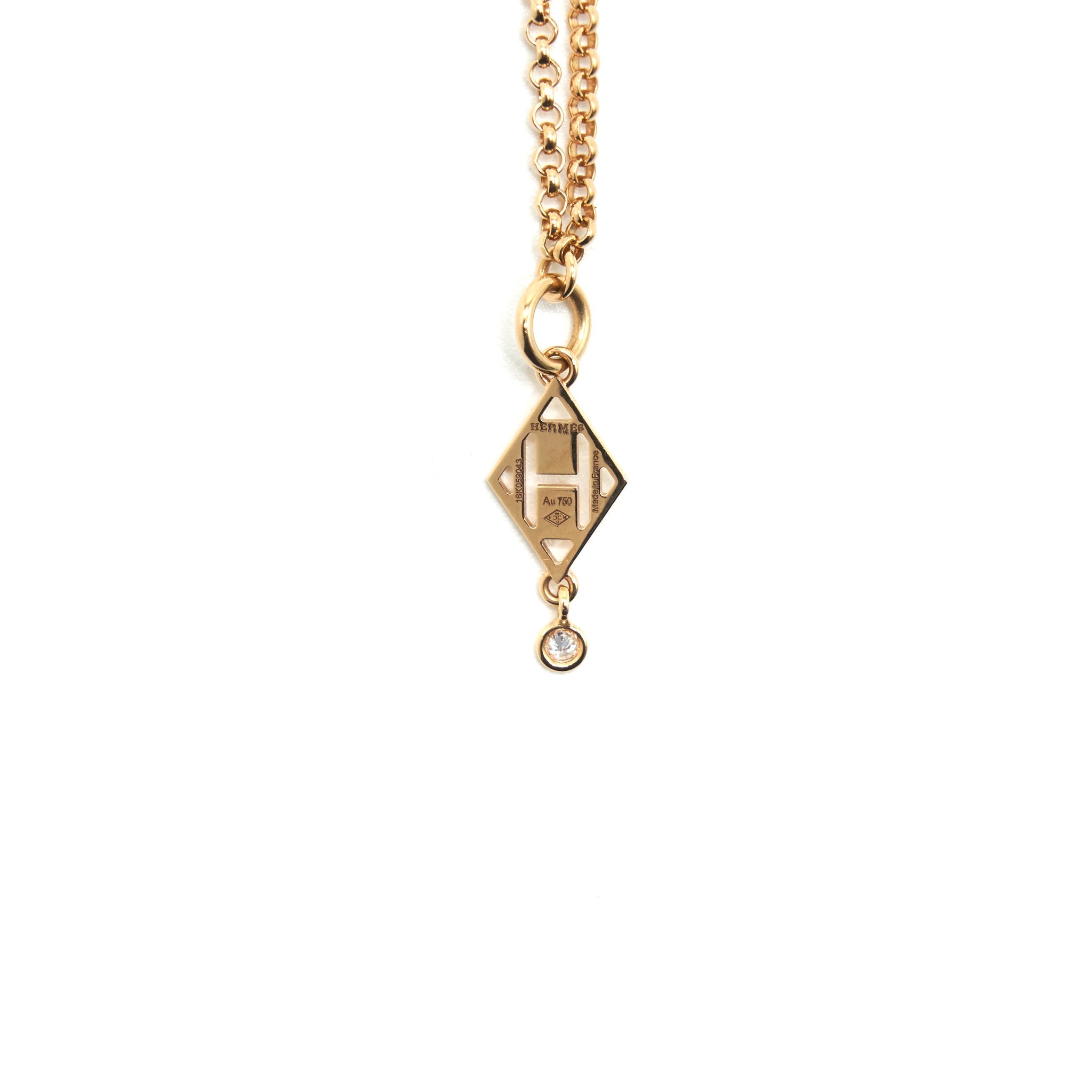HERMES GAMBADE PENDANT ROSE GOLD WITH ONE DIAMOND