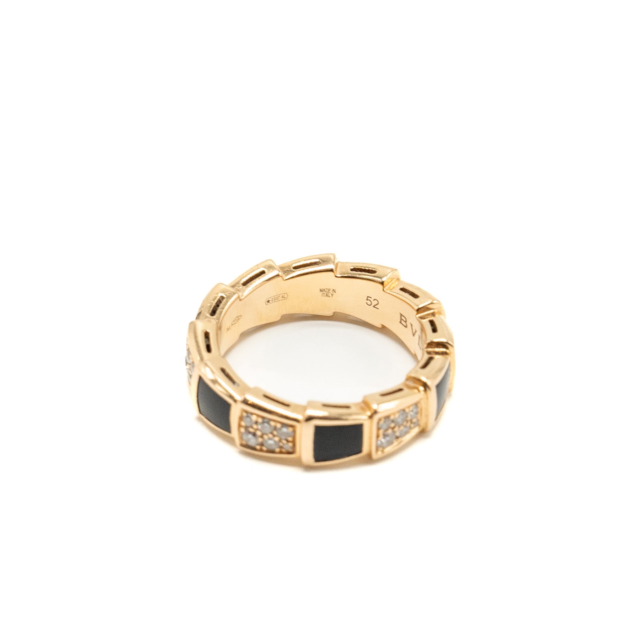 BVLGARI SERPENTI VIPER RING 18K ROSE GOLD / ONYX / DIAMONDS