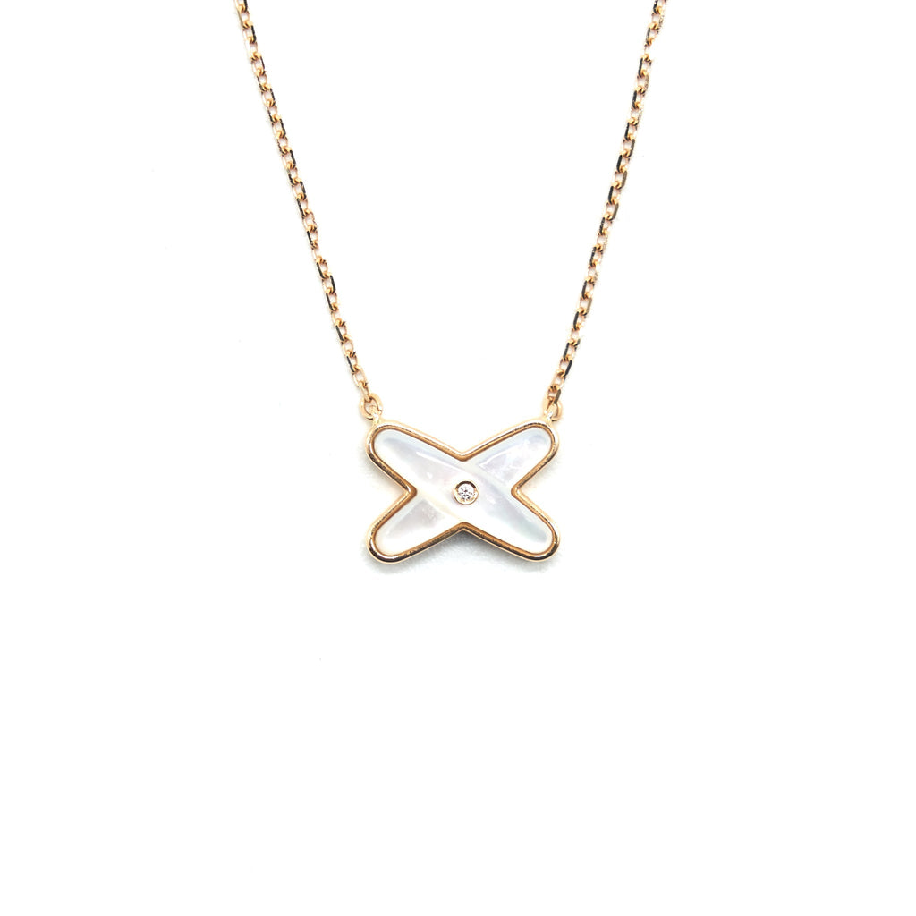 CHAUMET JEUX DE LIENS PENDANT ROSE-GOLD DIAMOND AND MOTHER-OF-PEARL