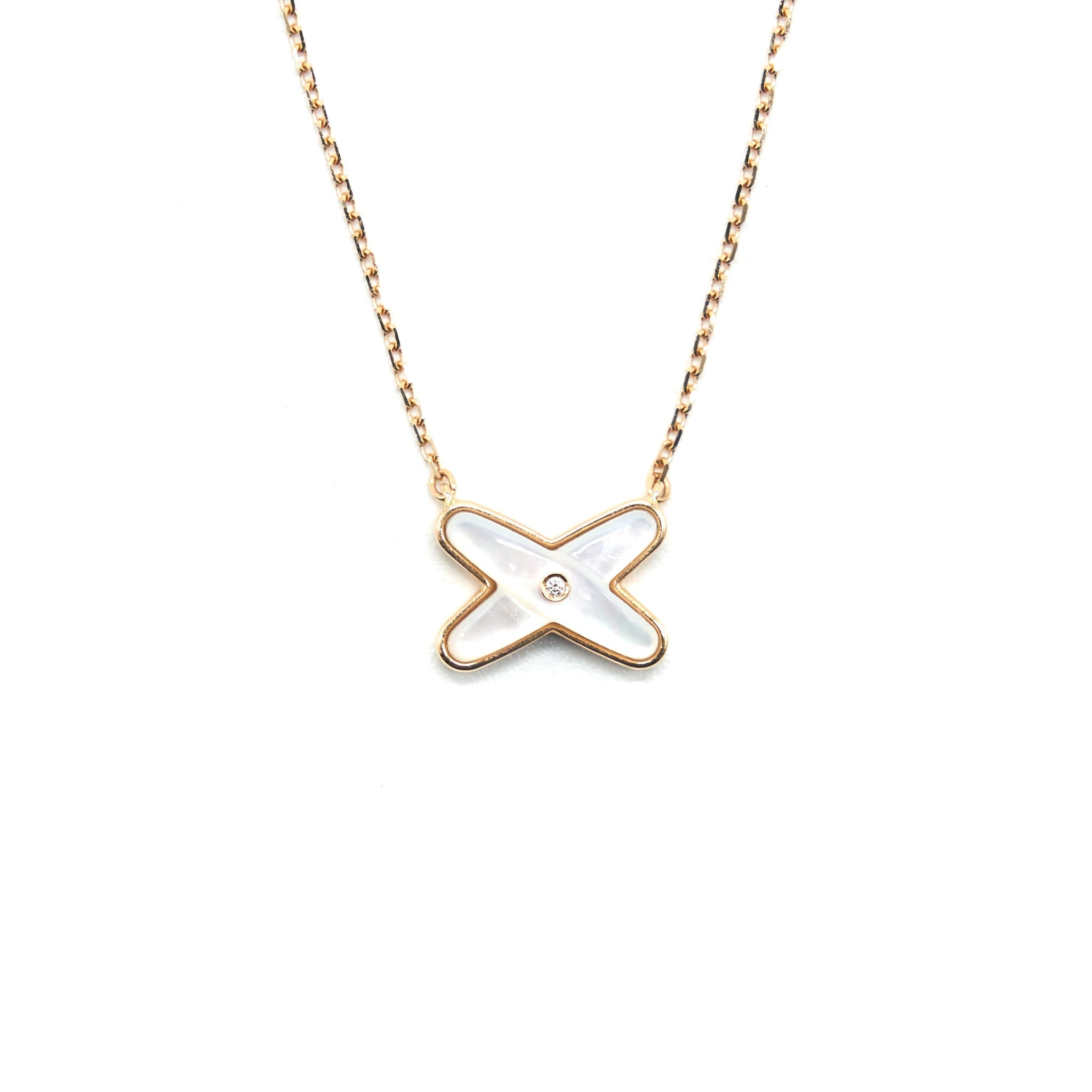CHAUMET JEUX DE LIENS PENDANT ROSE-GOLD DIAMOND AND MOTHER-OF-PEARL