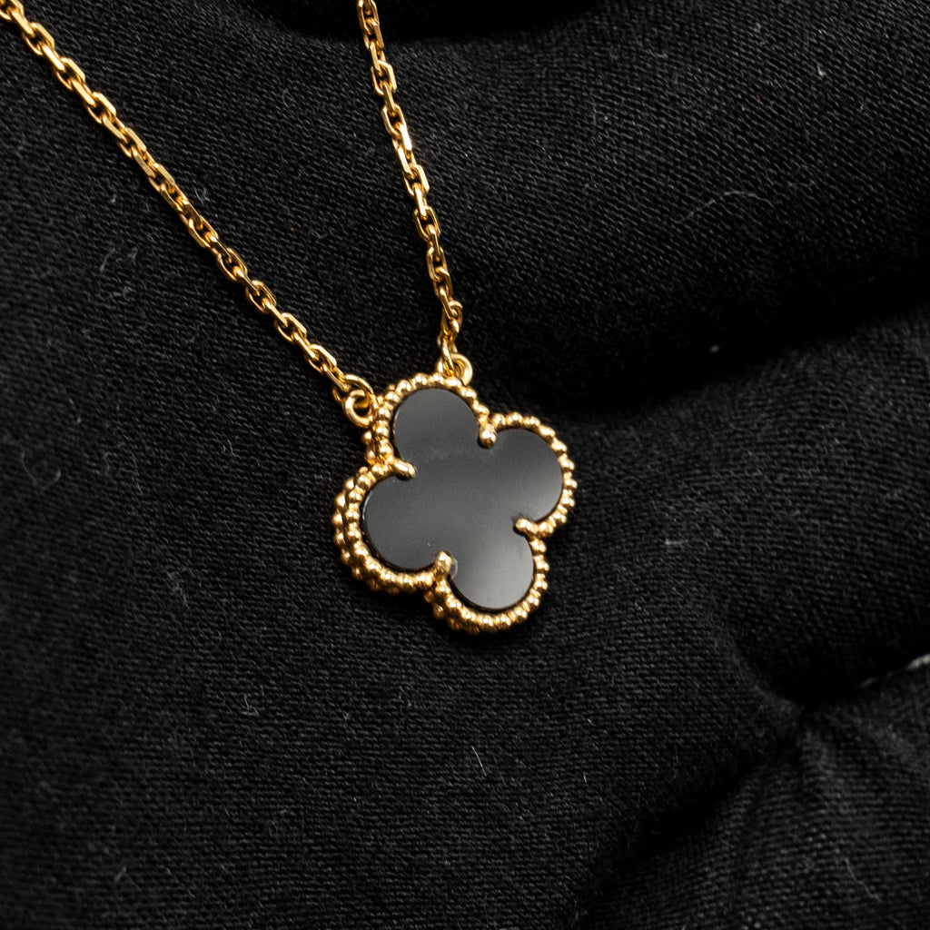 VAN CLEEF & ARPELS VINTAGE ALHAMBRA PENDANT 18K YELLOW GOLD ONYX