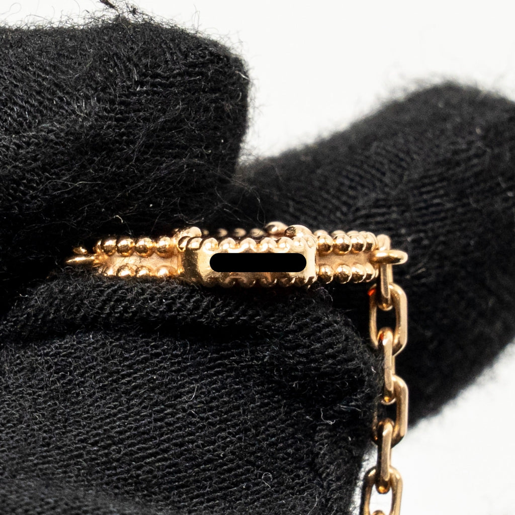 VAN CLEEF AND ARPELS VINTAGE ALHAMBRA 5 MOTIF BRACELET 18K ROSE GOLD / CARNELIAN