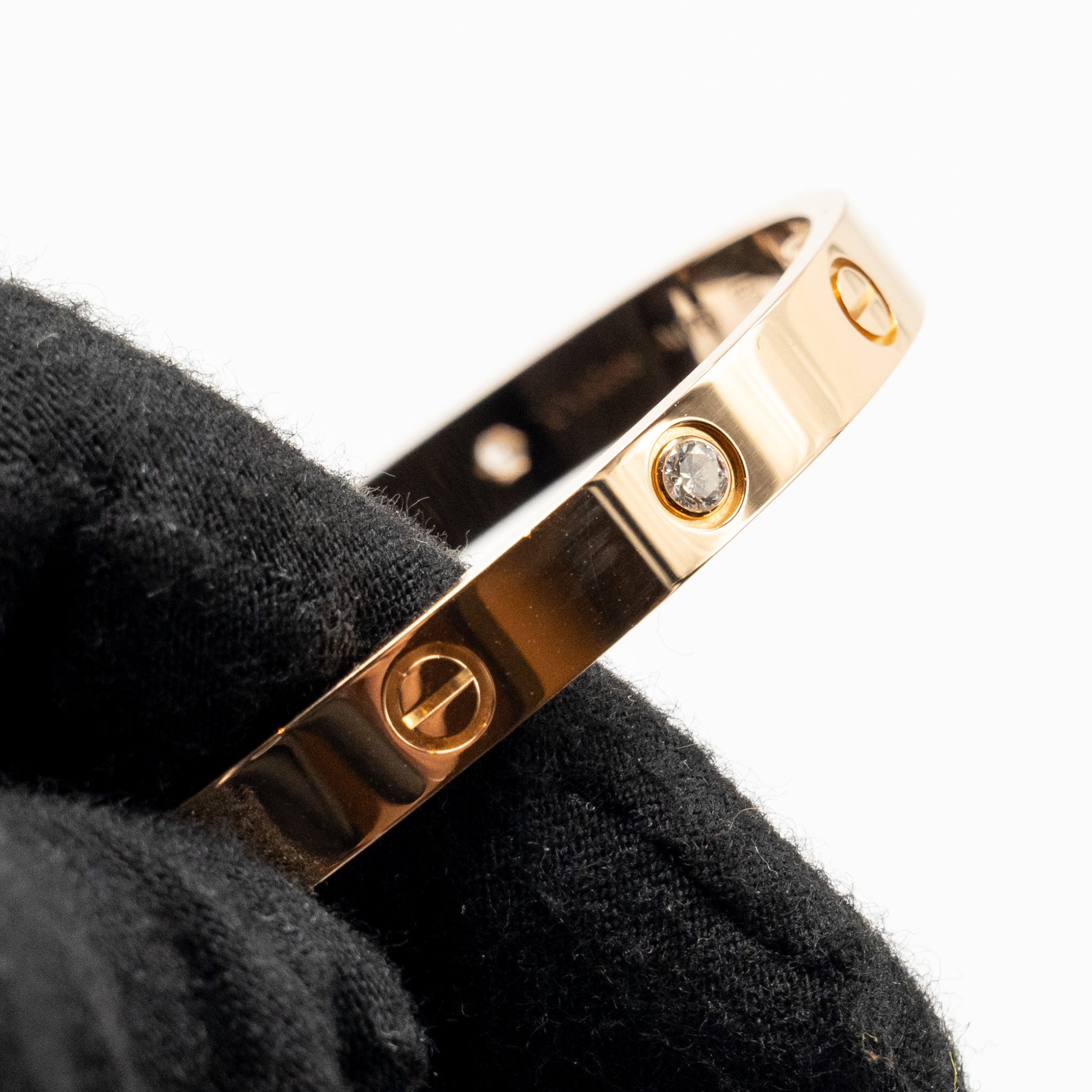 CATIER LOVE BRACELET ROSE GOLD 4 DIAMONDS