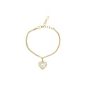 CHANEL HEART PEARL BRACELET WITH CC LOGO CRYSTAL LIGHT GOLD TONE