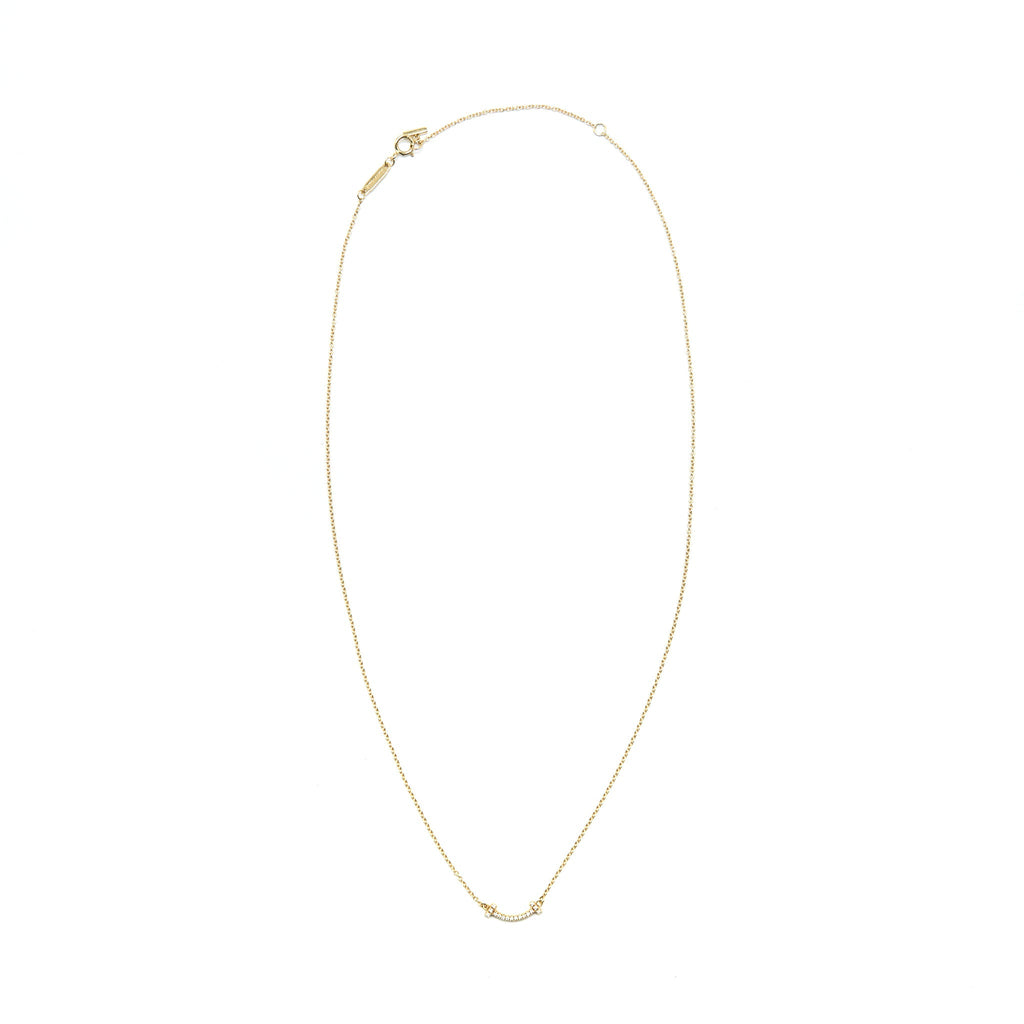 TIFFANY T SMILE PENDANT 18K GOLD WITH DIAMONDS