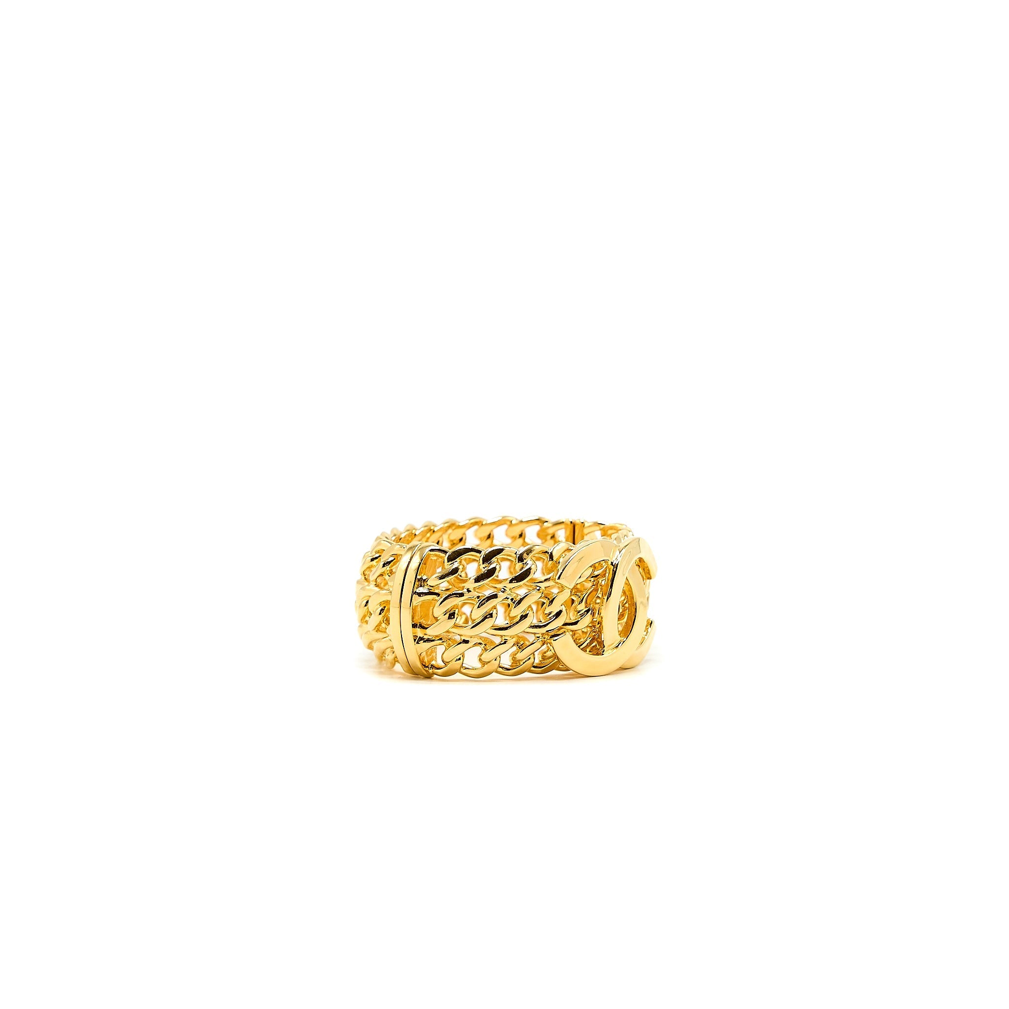 CHANEL GIANT CC LOGO BANGLE GOLD TONE