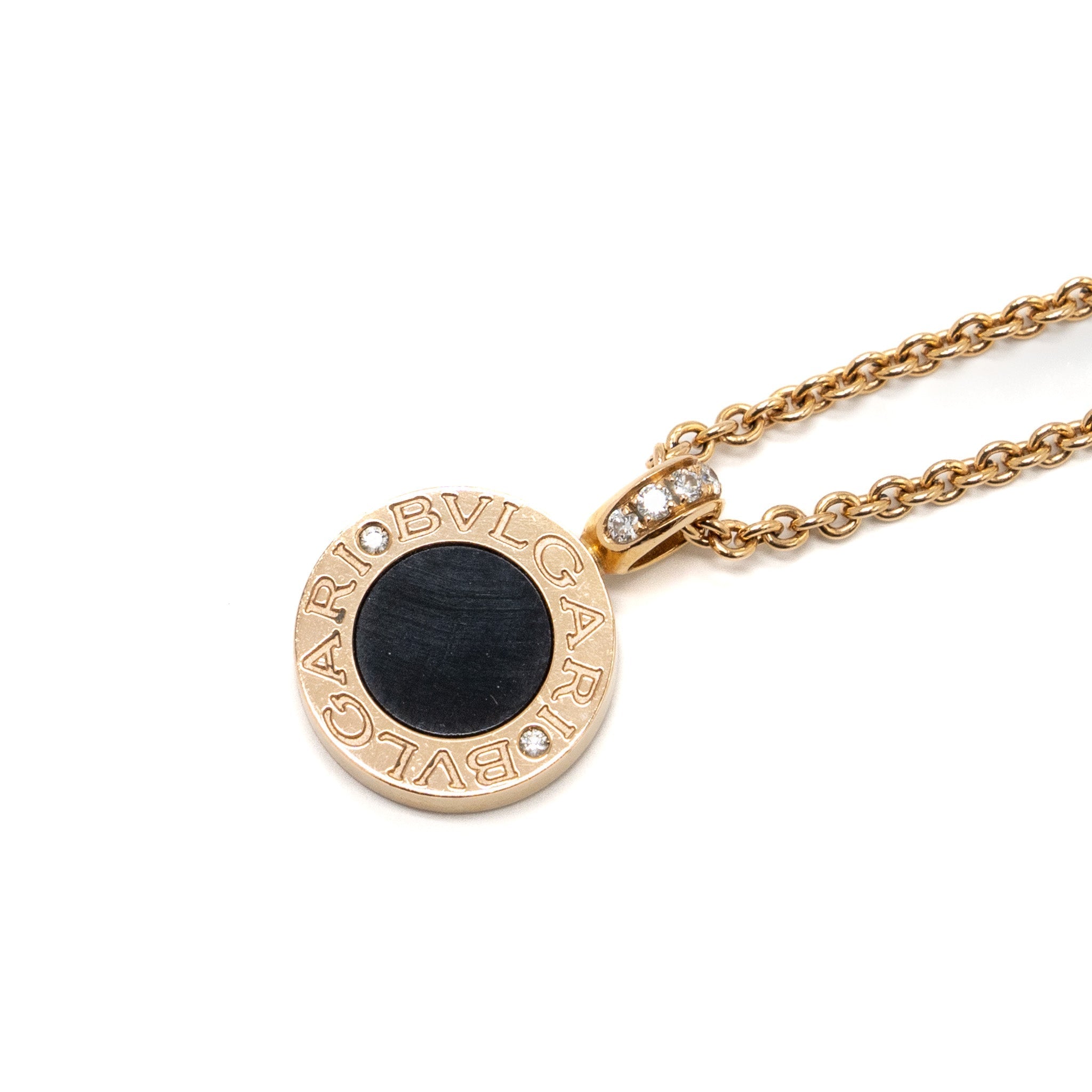 BVLGARI DOUBLE SIDED BVLGARI NECKLACE 18 KT ROSE GOLD / BLACK OYNX / MOTHER OF PEARL