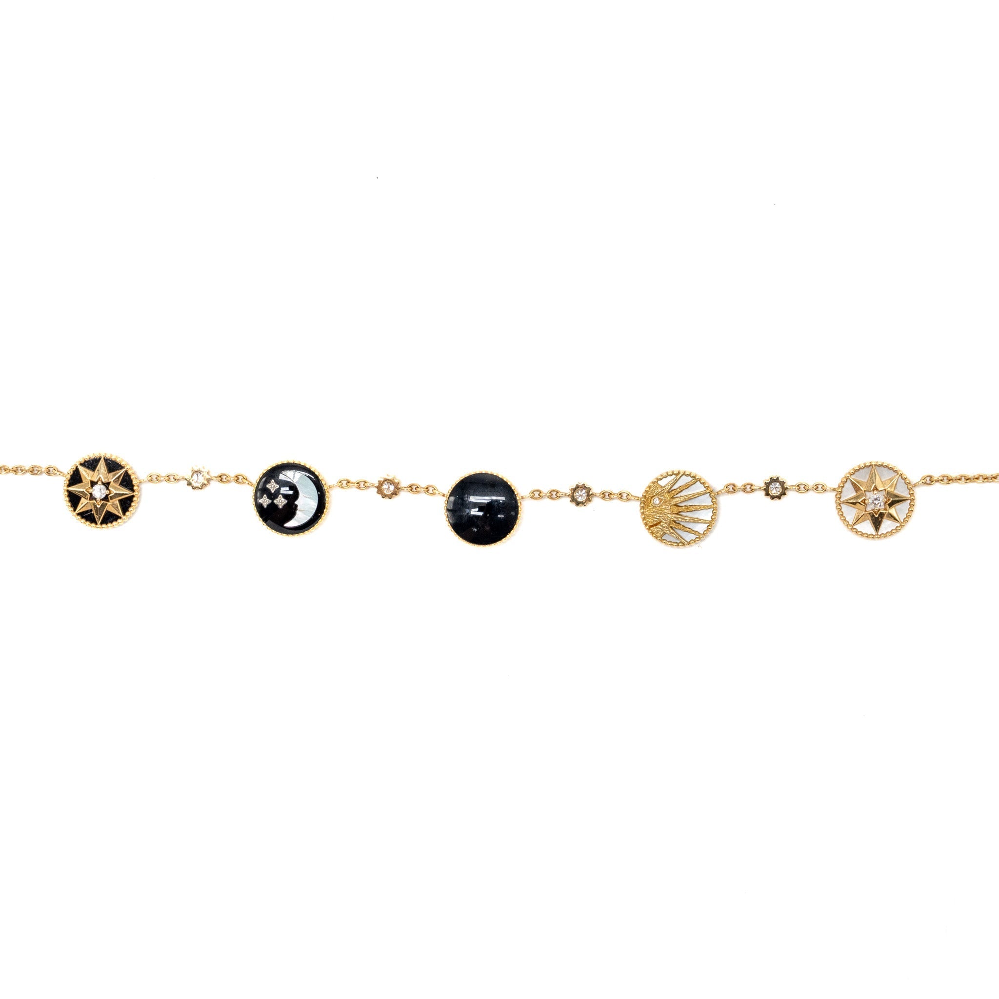 DIOR ROSE DES VENTS AND ROSE CELESTE NECKLACE YELLOW/WHITE GOLD/DIAMOND/MOTHER OF PEARL/ONYX