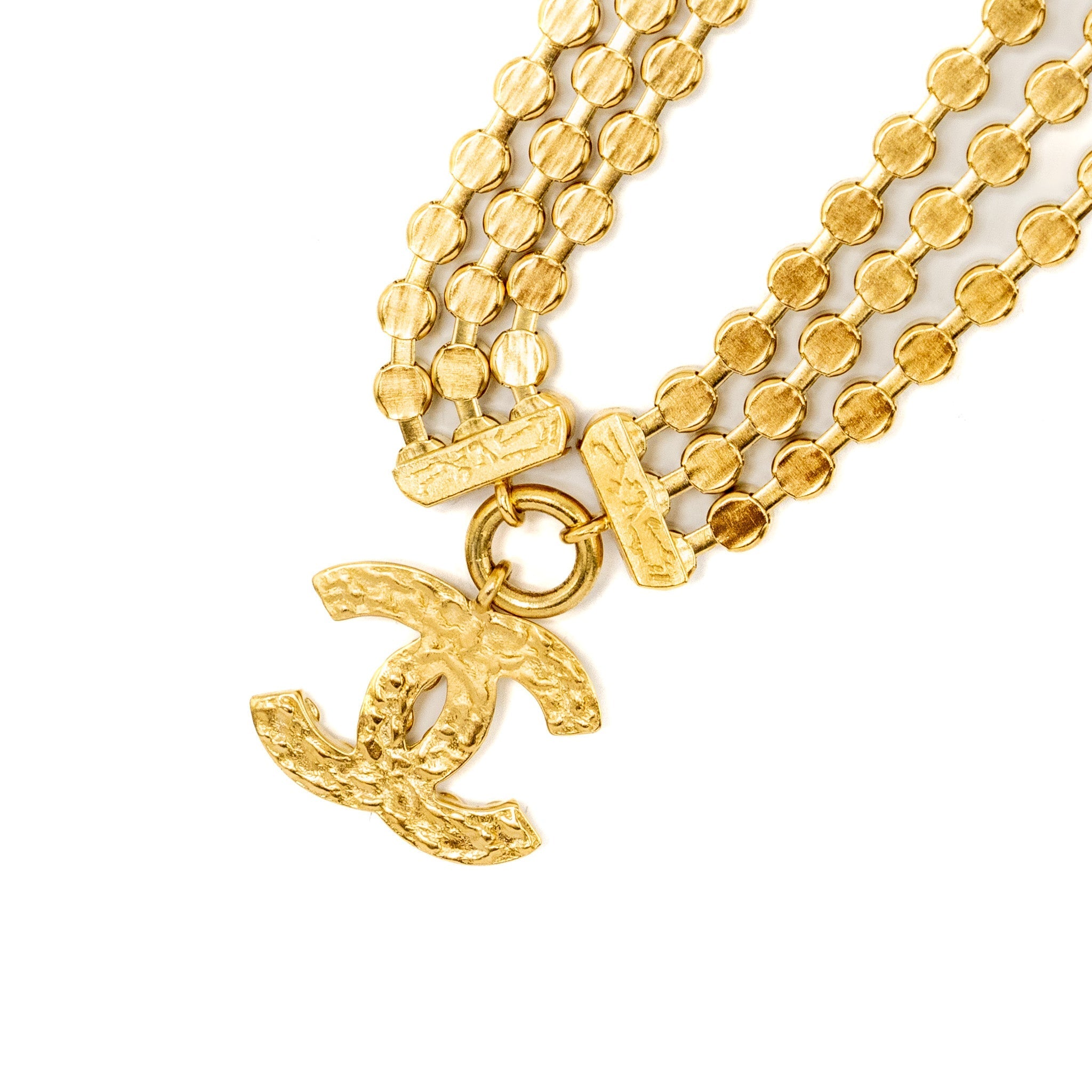 CHANEL CC LOGO AND CRYSTAL CHOCKER GOLD TONE