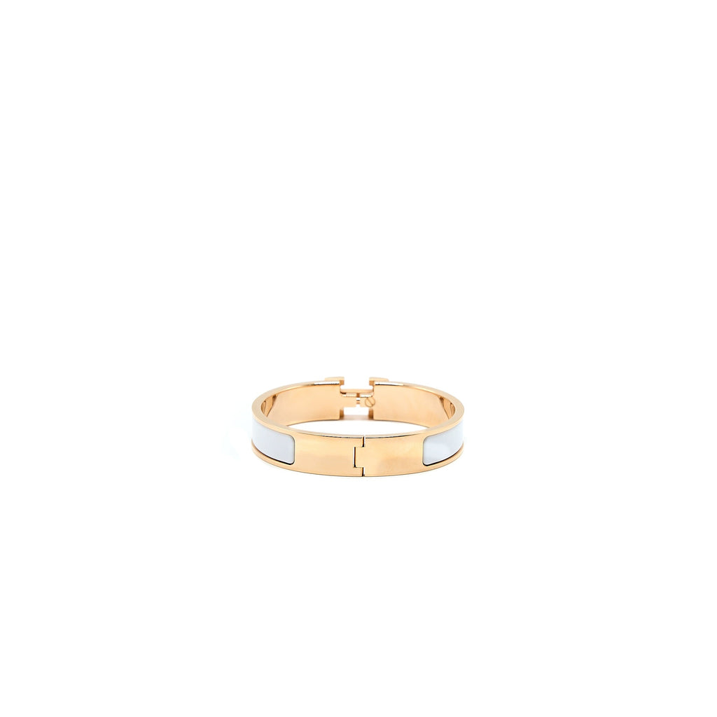 HERMES CLIC H BRACELET BLANC RGHW