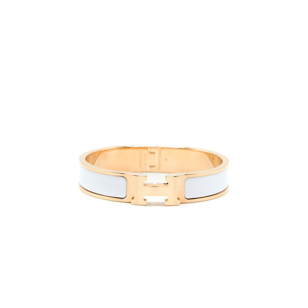 HERMES CLIC H BRACELET BLANC RGHW