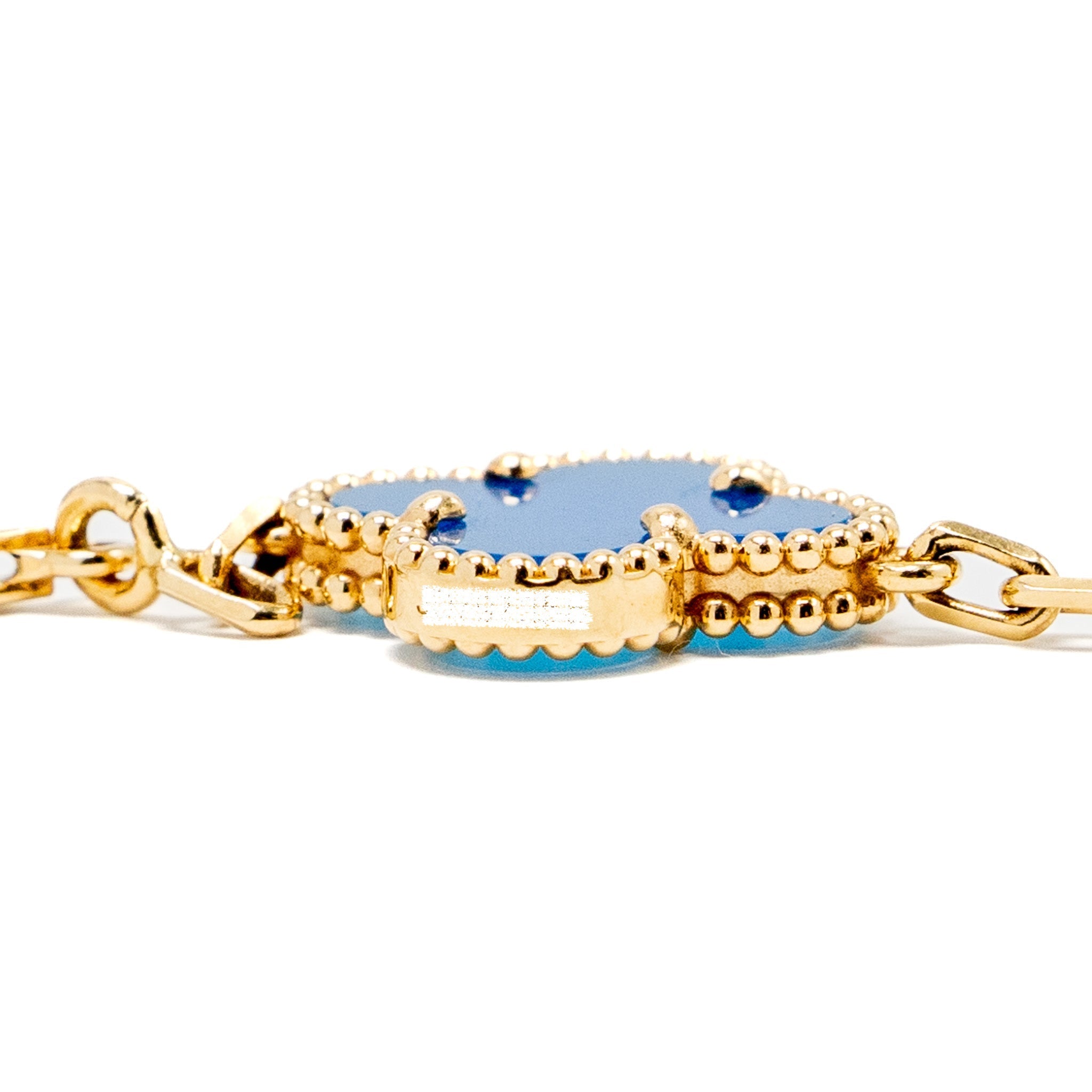 VAN CLEEF AND ARPELS VINTAGE ALHAMBRA BRACELET 5 MOTIF 18K YELLOW GOLD, AGATE