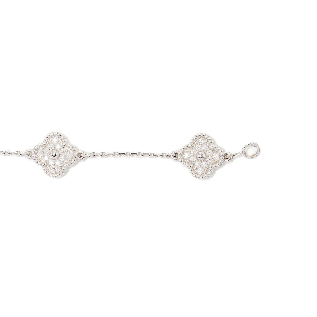 VAN CLEEF & ARPELS SWEET ALHAMBRA BRACELET 6 MOTIF, WHITE GOLD/ DIAMONDS