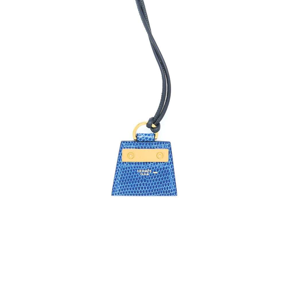 HERMES MONPETITKELLY PENDANT LIZARD BLUE SAPHIR GHW