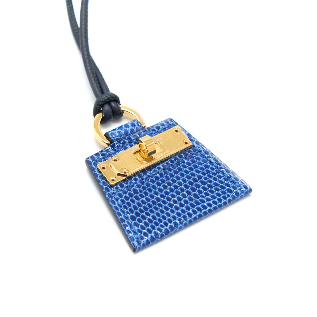HERMES MONPETITKELLY PENDANT LIZARD BLUE SAPHIR GHW
