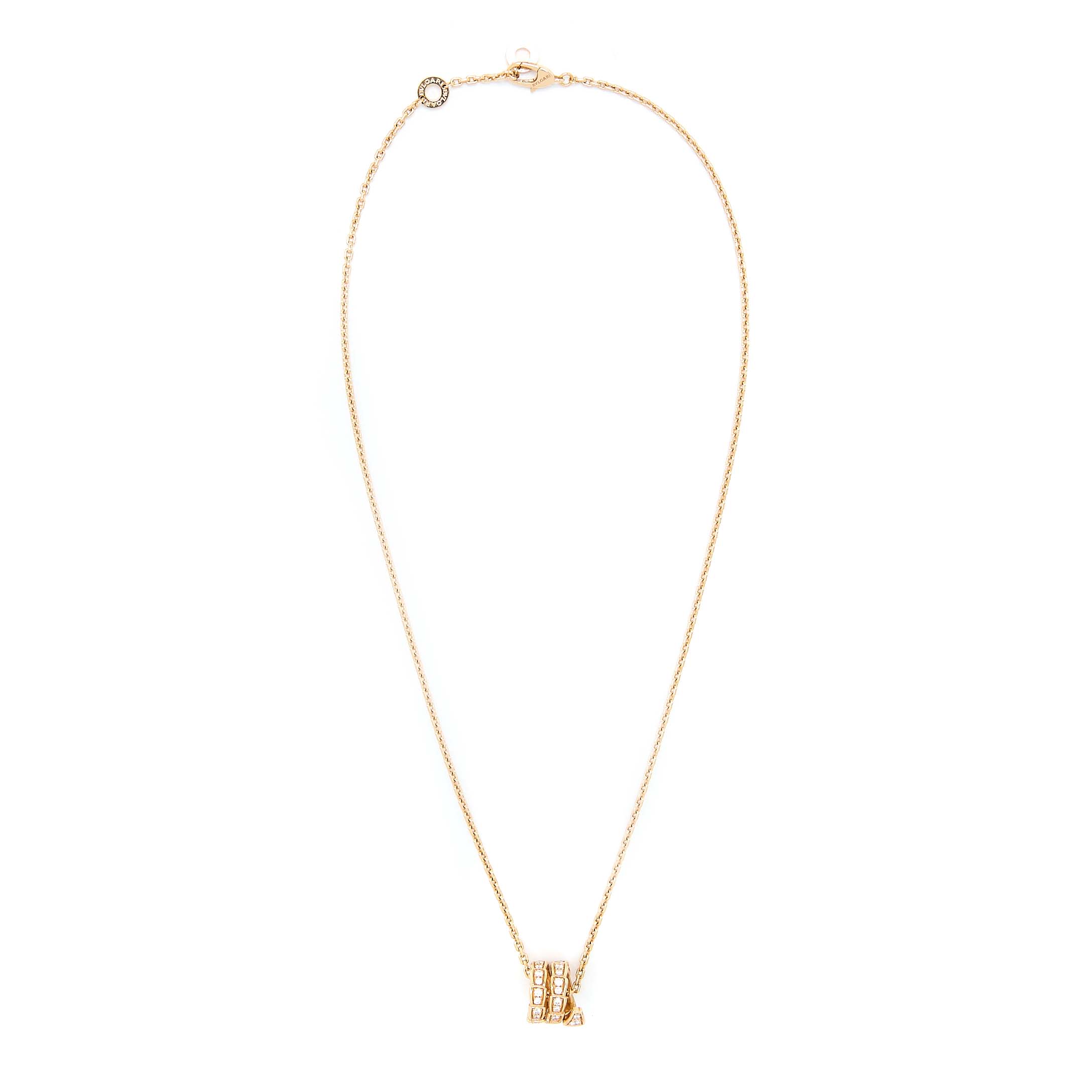 BVLGARI SERPENTI VIPER NECKLACE ROSE GOLD DIAMONDS