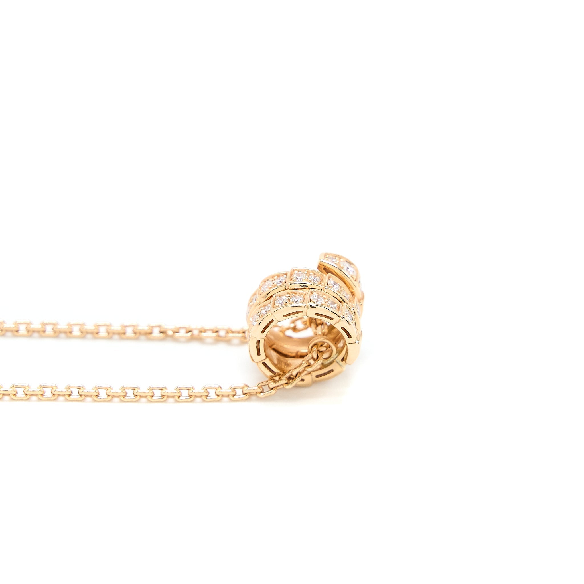 BVLGARI SERPENTI VIPER NECKLACE ROSE GOLD DIAMONDS