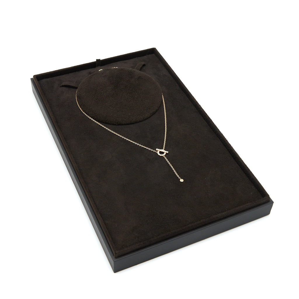 HERMES FINESSE LARIAT NECKLACE ROSE GOLD DIAMONDS