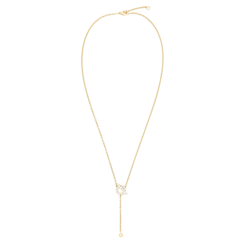 HERMES FINESSE LARIAT NECKLACE ROSE GOLD DIAMONDS