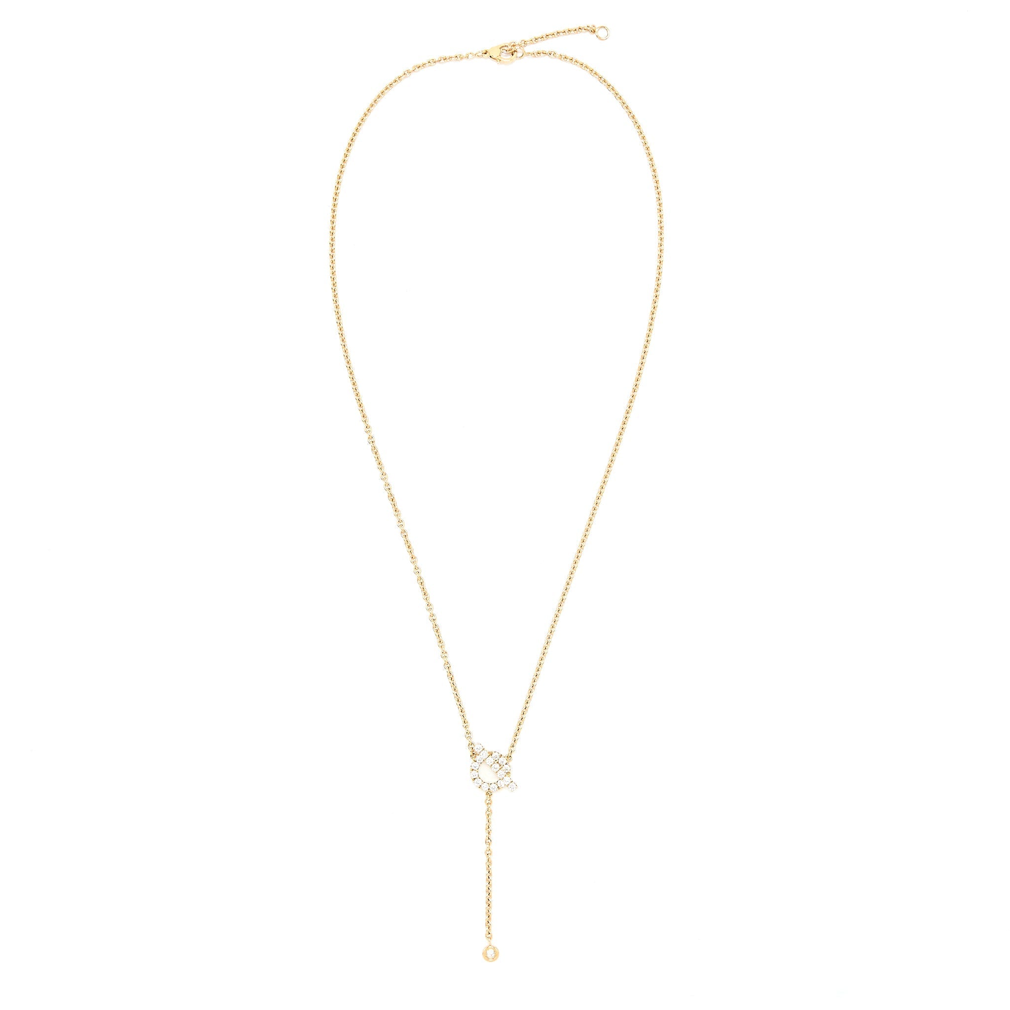 HERMES FINESSE LARIAT NECKLACE ROSE GOLD DIAMONDS