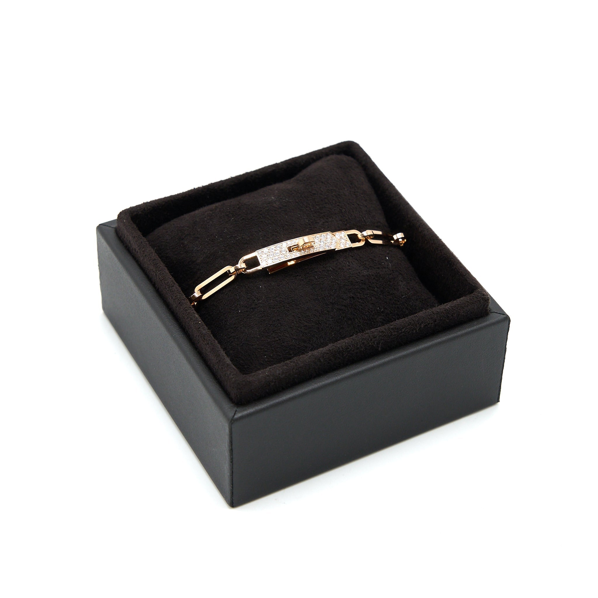 HERMES KELLY CHAINE BRACELET ROSE GOLD DIAMONDS
