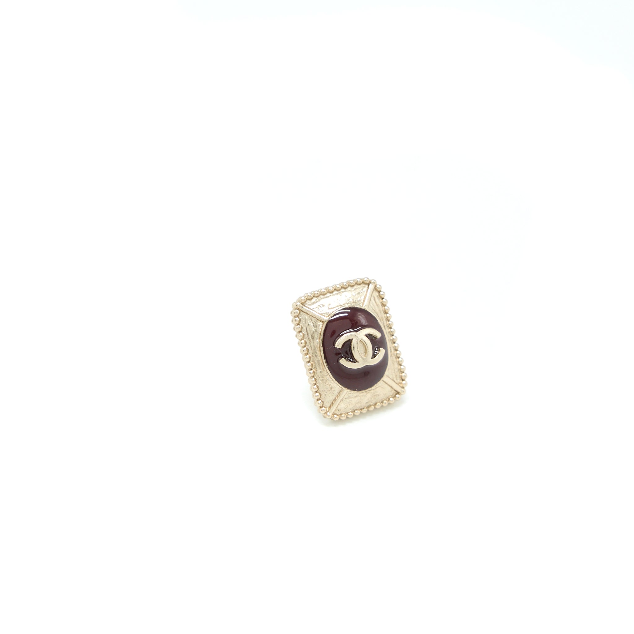 CHANEL SQUARE CC LOGO EARRINGS GOLD TONE