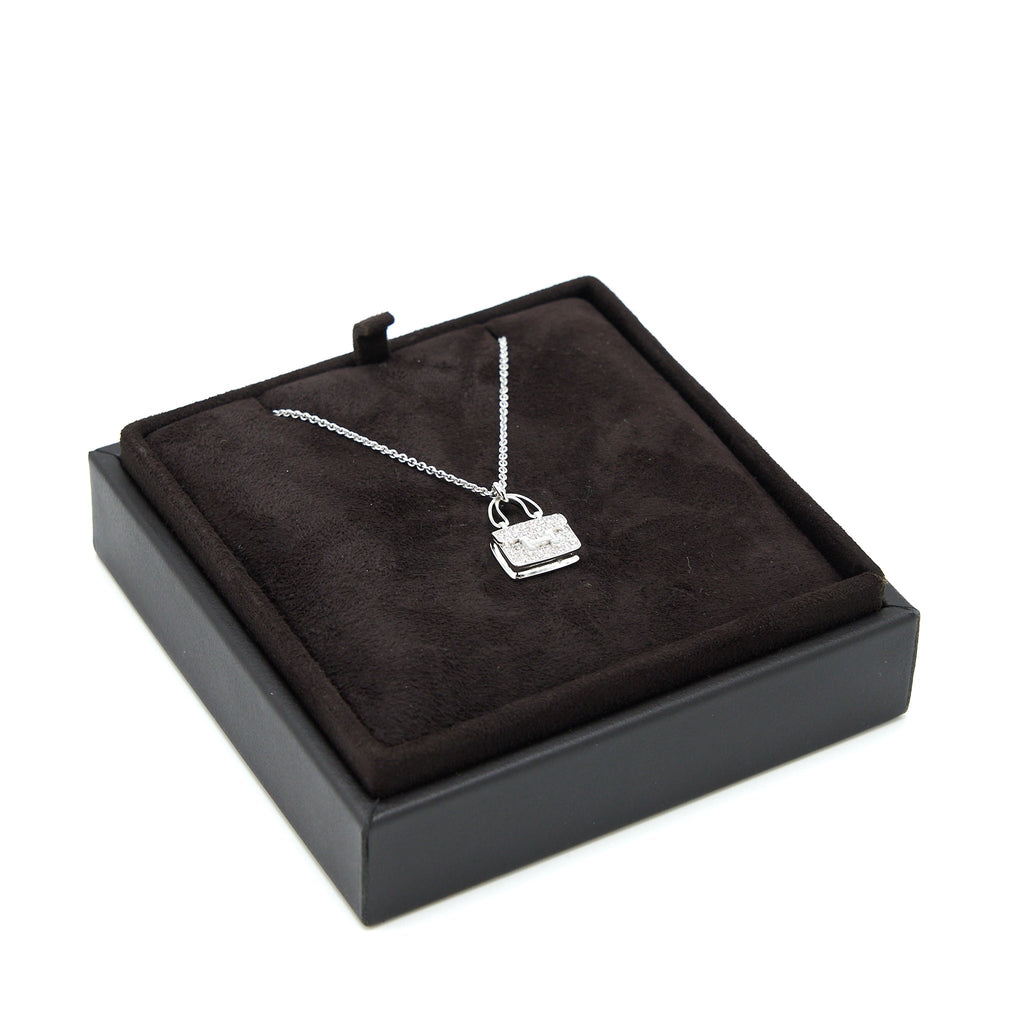 HERMES AMULETTE CONSTANCE PENDANT WHITE GOLD DIAMONDS