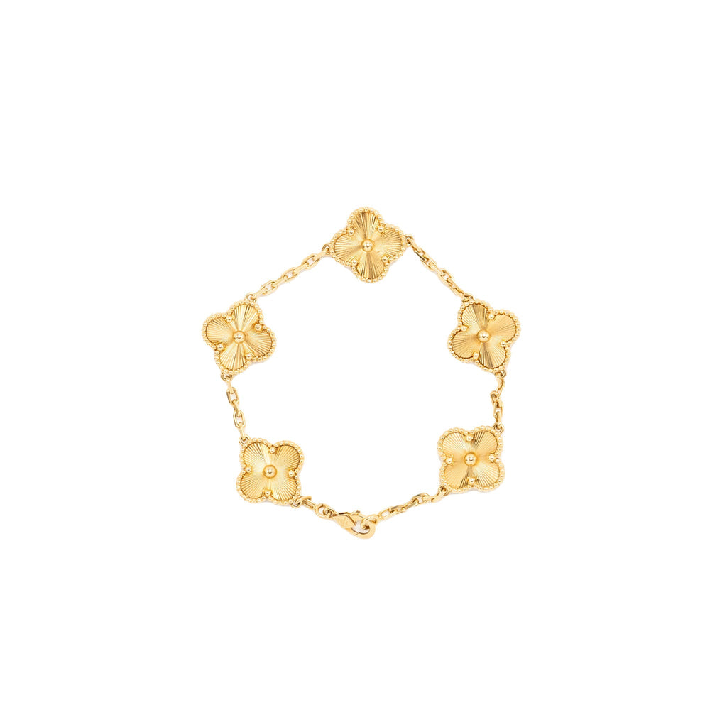 VAN CLEEF AND ARPELS VINTAGE ALHAMBRA BRACELET, 5 MOTIF YELLOW GOLD
