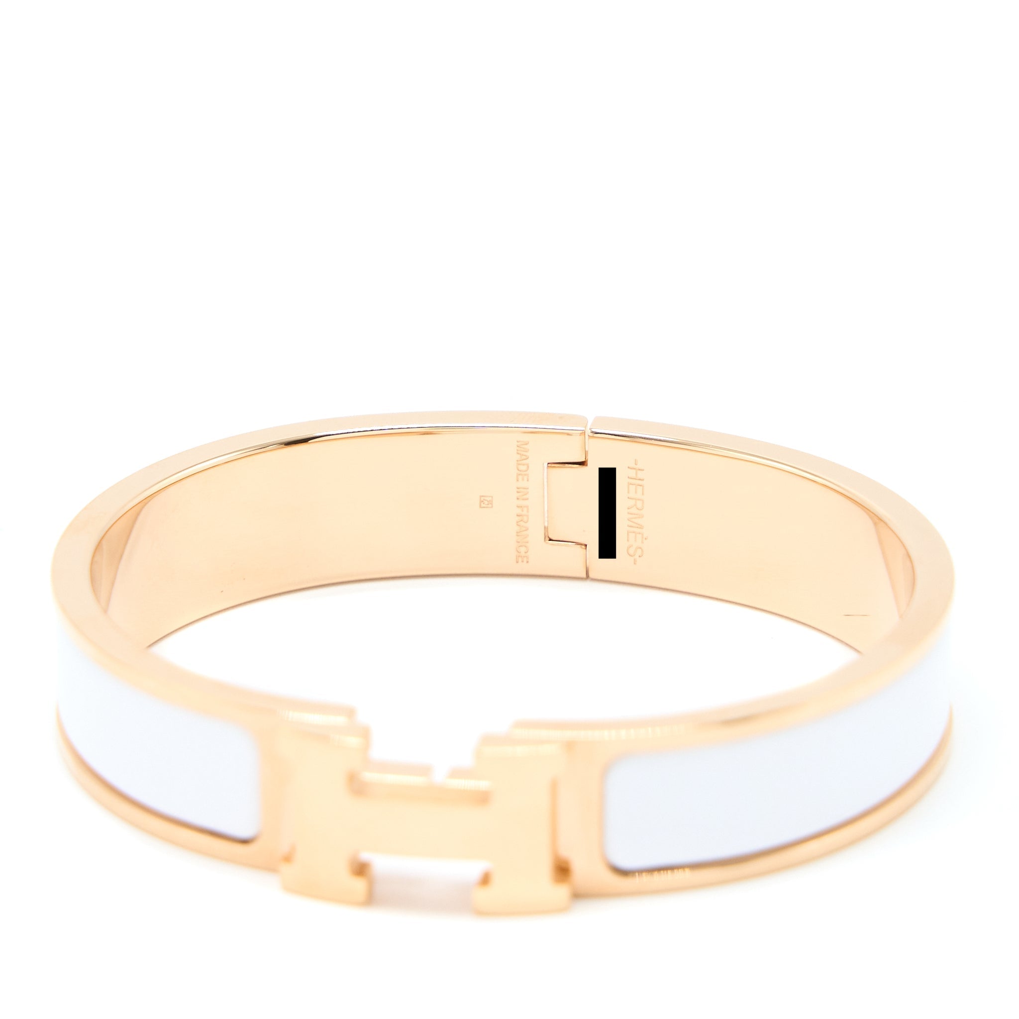 HERMES CLIC H BRACELET BLANC RGHW