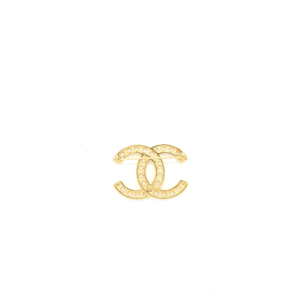 CHANEL CC LOGO/MINI CC LOGO BROOCH GOLD TONE