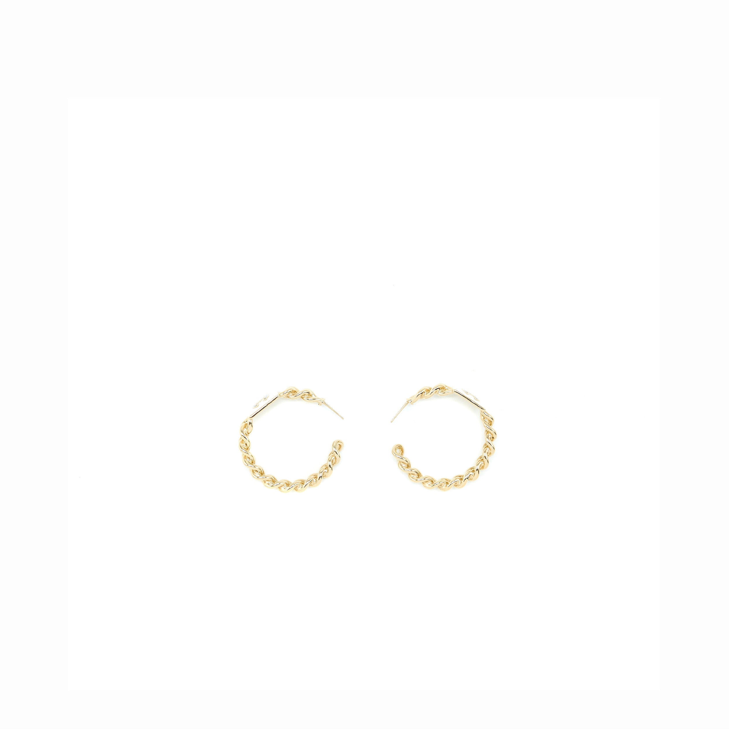 CHANEL GIANT CC EARRING WITH ENAMEL SQUARE CC BLACK/WHITE LIGHT GOLD TONE