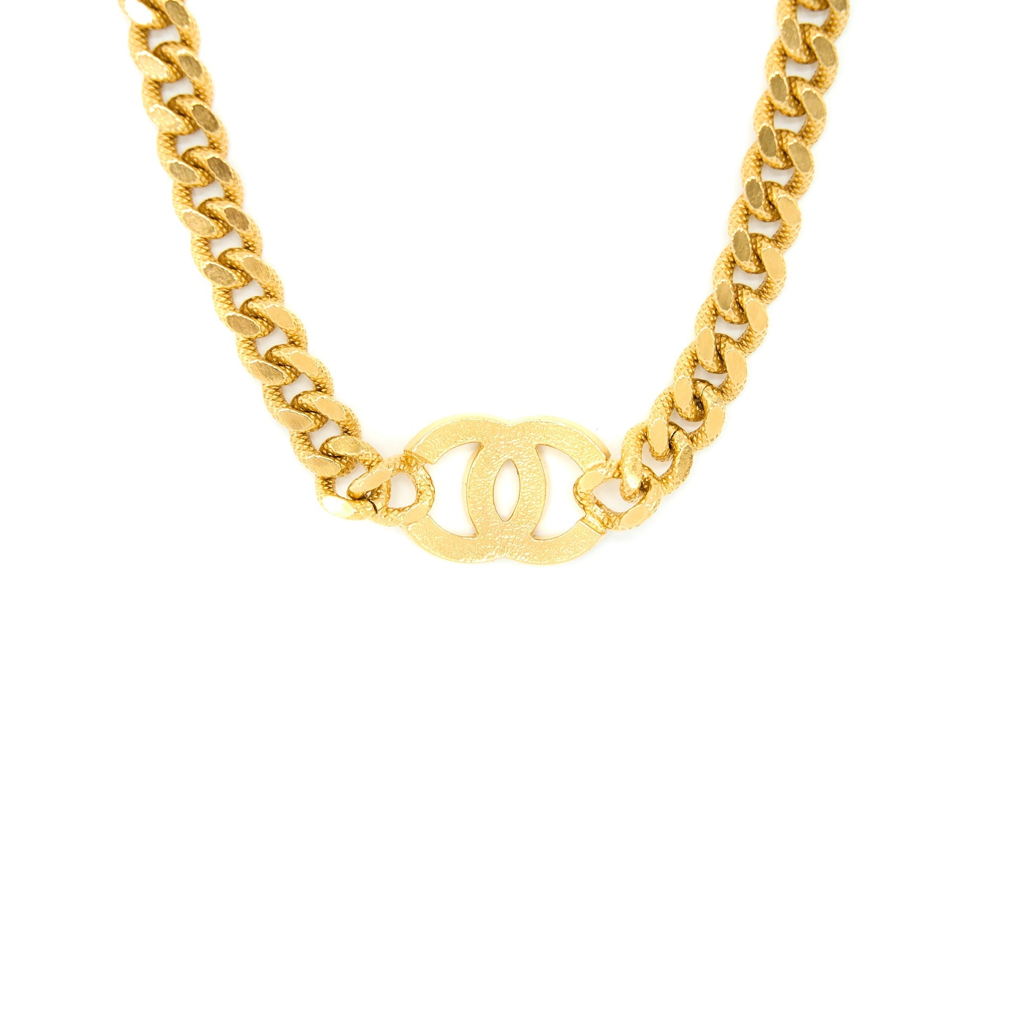 CHANEL CRYSTAL CC LOGO CHOKER GOLD TONE