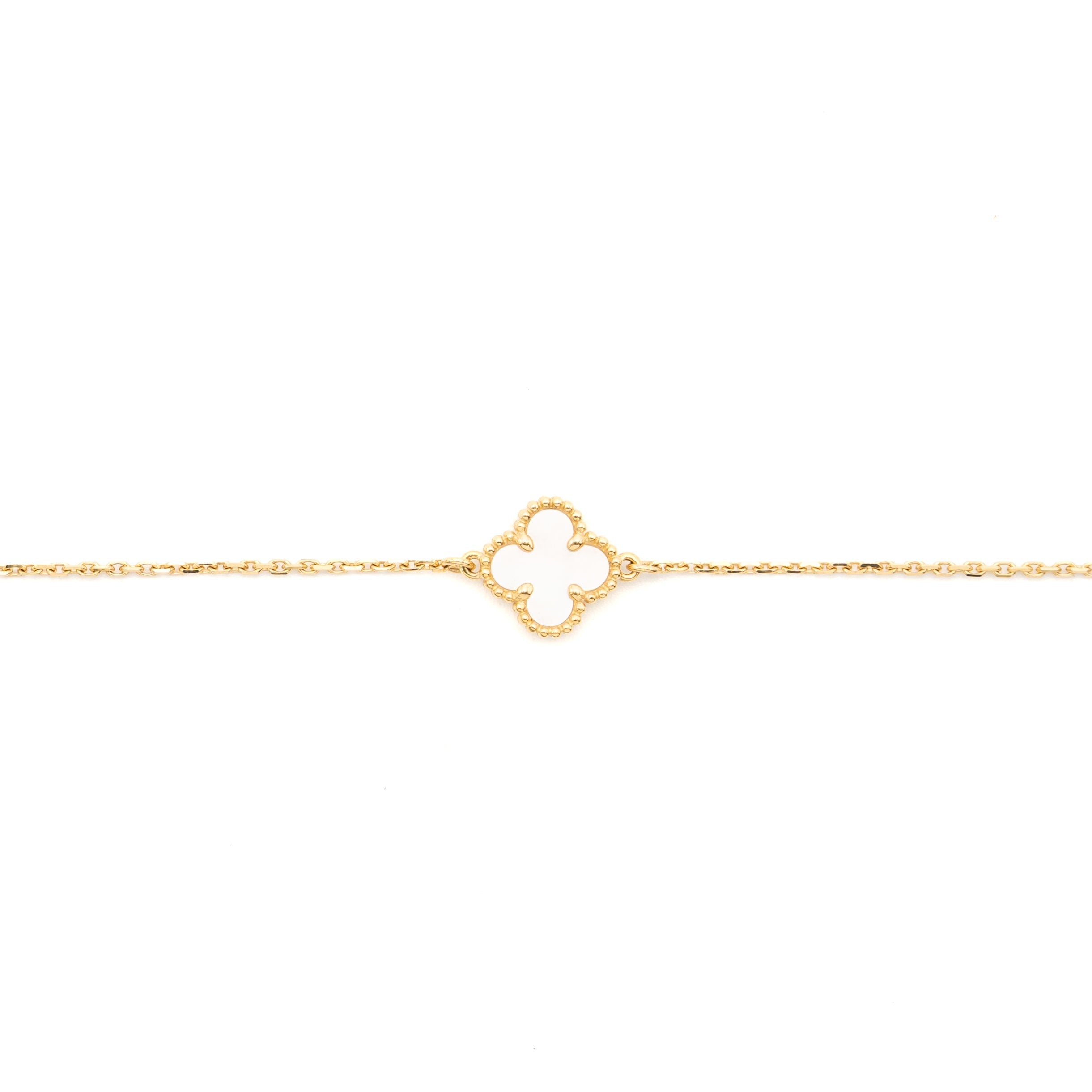 VAN CLEEF & ARPELS SWEET ALHAMBRA BRACELET MOTHER OF PEARL YELLOW GOLD