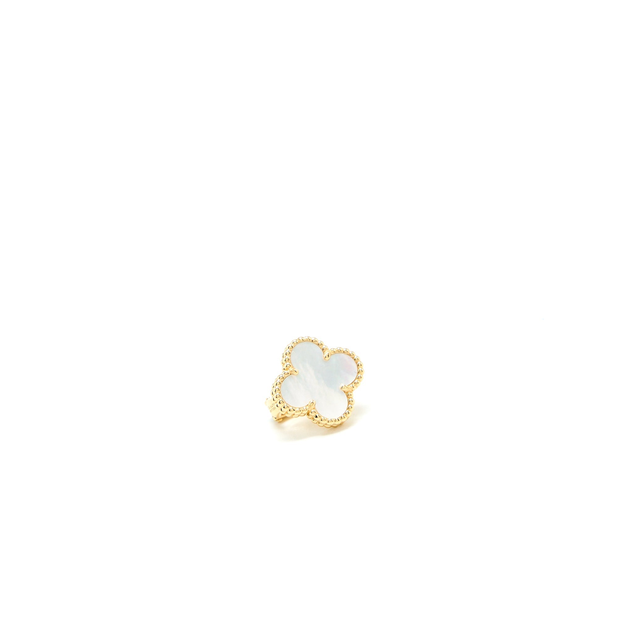 VAN CLEEF &. ARPELS VINTAGE ALHAMBRA MOTHER OF PEARL EARRINGS YELLOW GOLD