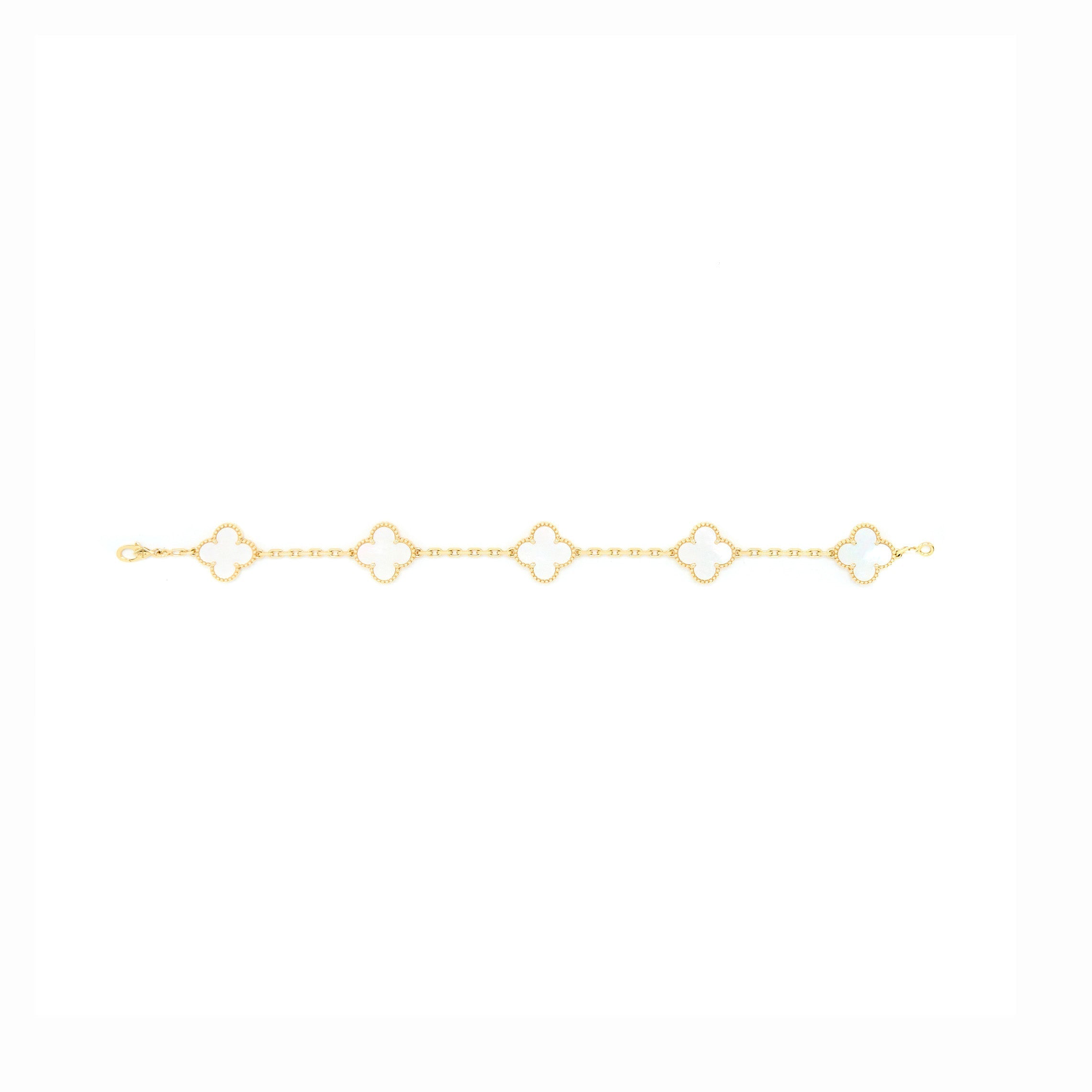 VAN CLEEF & ARPELS VINTAGE ALHAMBRA BRACELET 5 MOTIFS MOTHER OF PEARL YELLOW GOLD