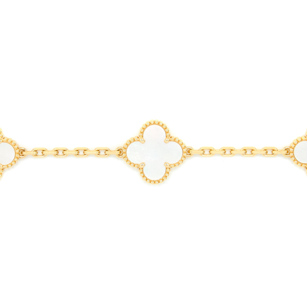VAN CLEEF & ARPELS VINTAGE ALHAMBRA BRACELET 5 MOTIFS MOTHER OF PEARL YELLOW GOLD