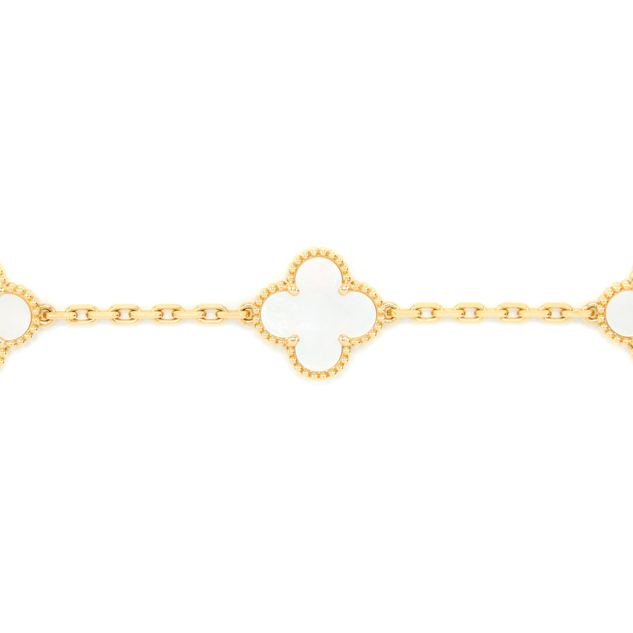 VAN CLEEF & ARPELS VINTAGE ALHAMBRA BRACELET 5 MOTIFS MOTHER OF PEARL YELLOW GOLD