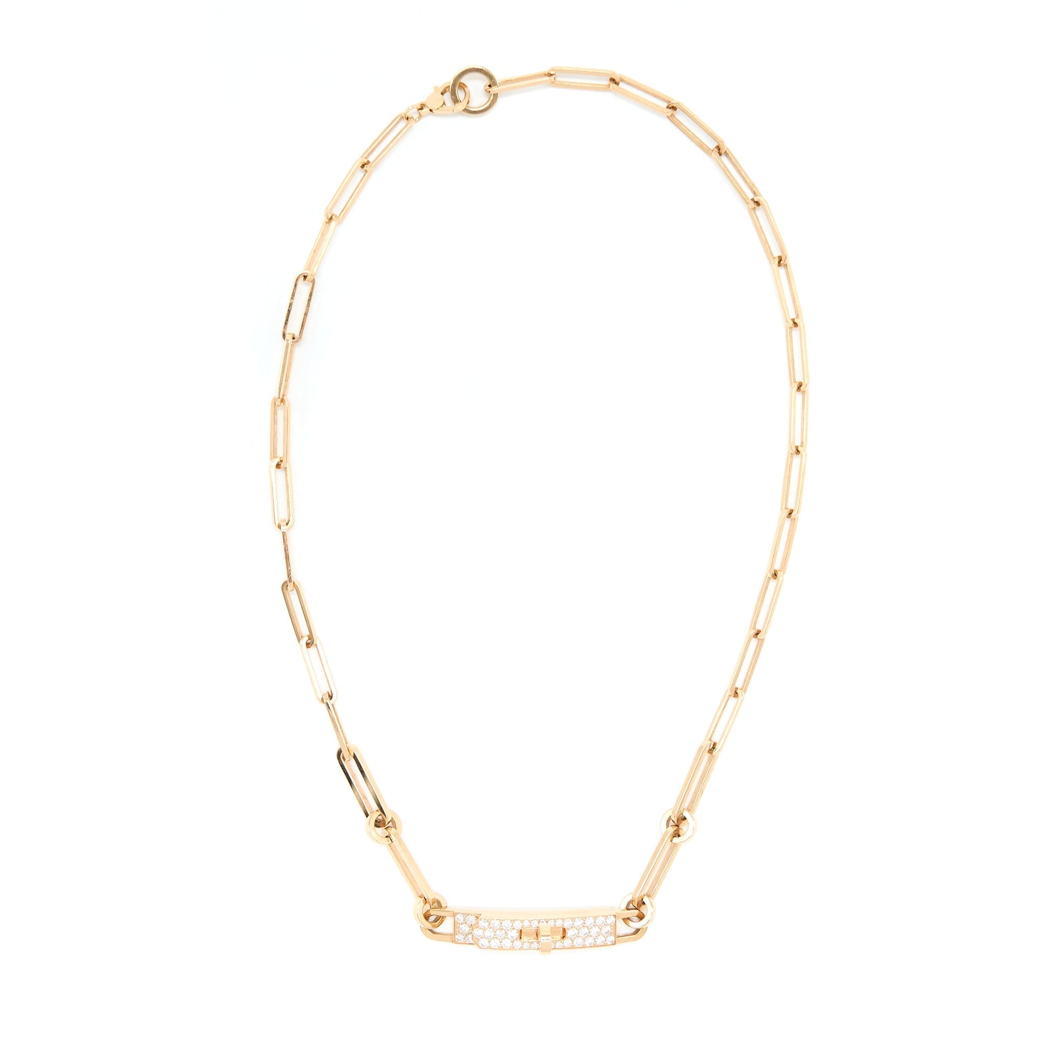 HERMES KELLY CHAINE CHOCKER SMALL MODEL ROSE GOLD DIAMONDS