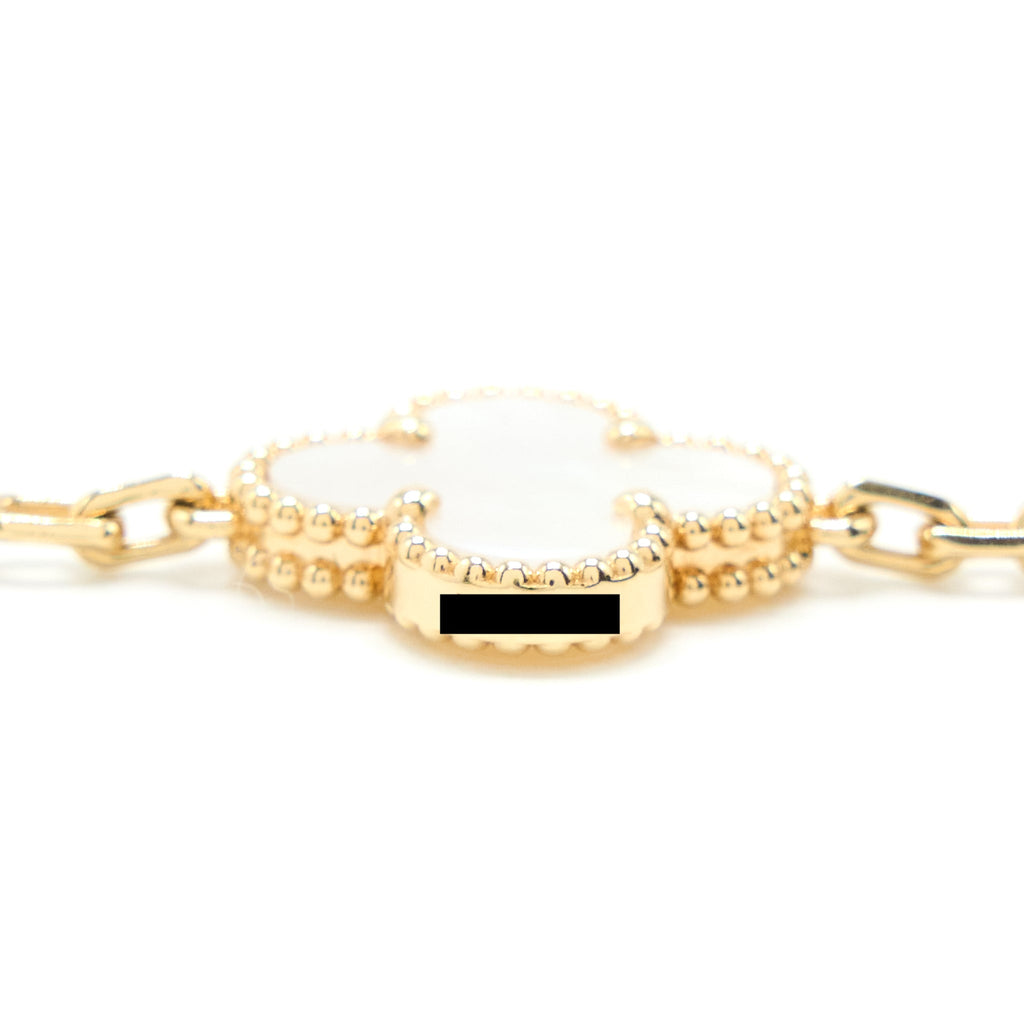 VAN CLEEF & ARPELS VINTAGE ALHAMBRA BRACELET 5 MOTIFS MOTHER OF PEARL YELLOW GOLD