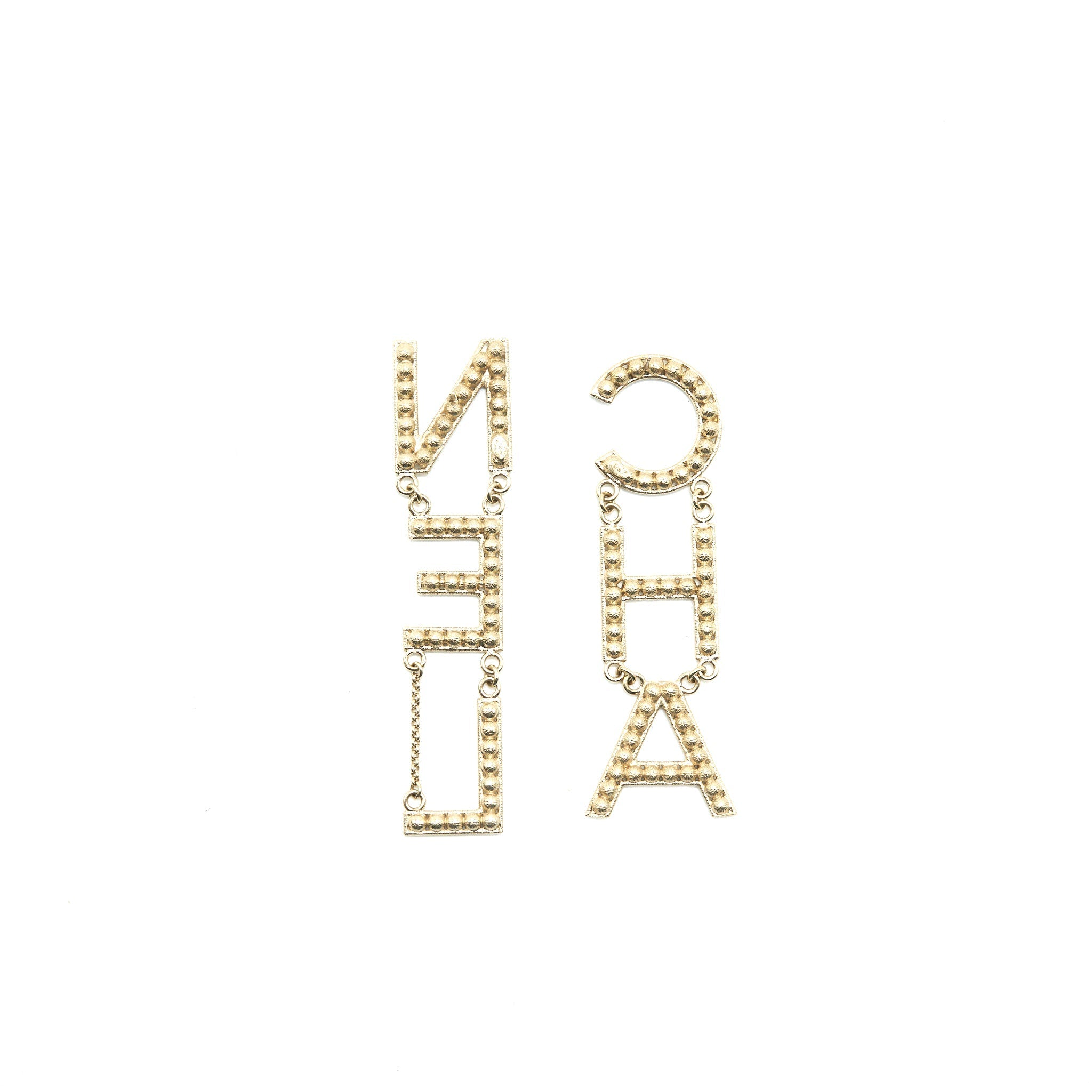 CHANEL CRYSTAL LETTER LOGO EARRINGS